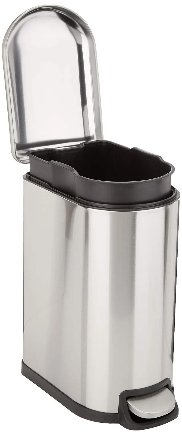 Amazon Basics Pattumiera con Pedale Acciaio Inox 10 L slim