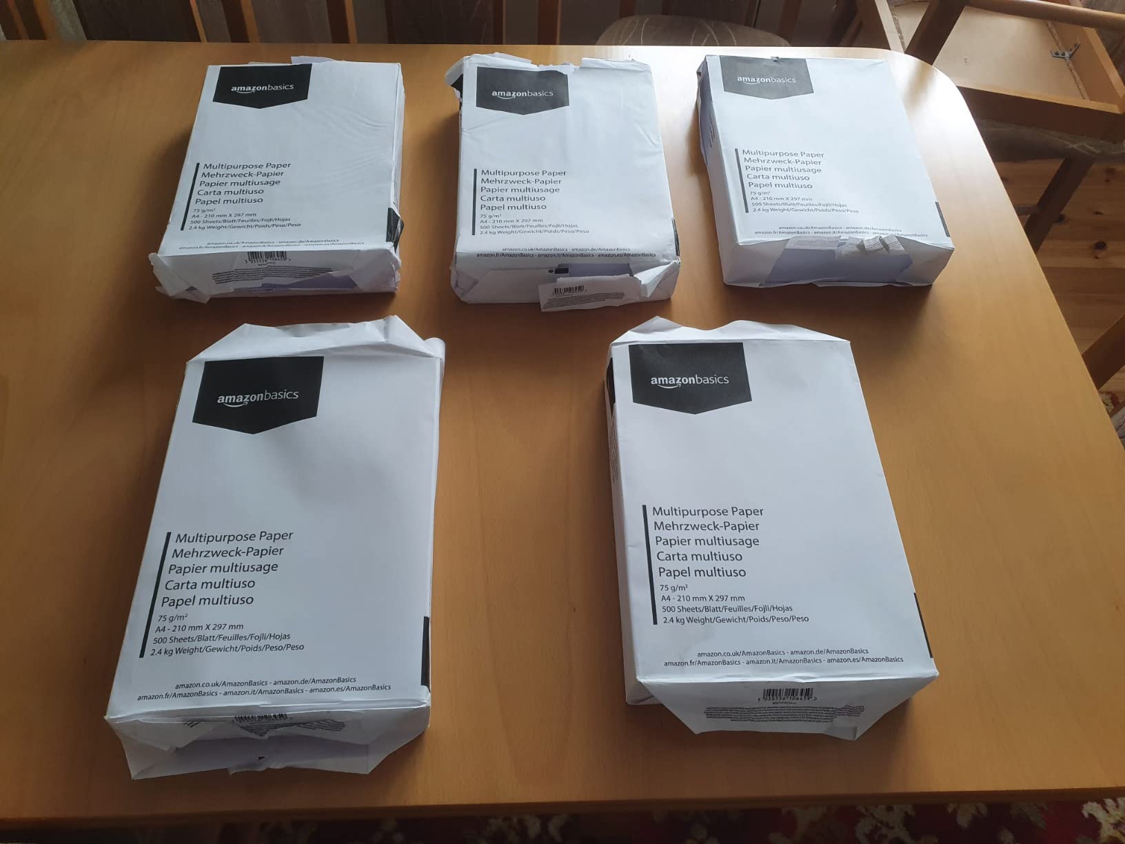 Amazon Basics Carta A4 75 g/m² 2500 Fogli Bianca Stampa