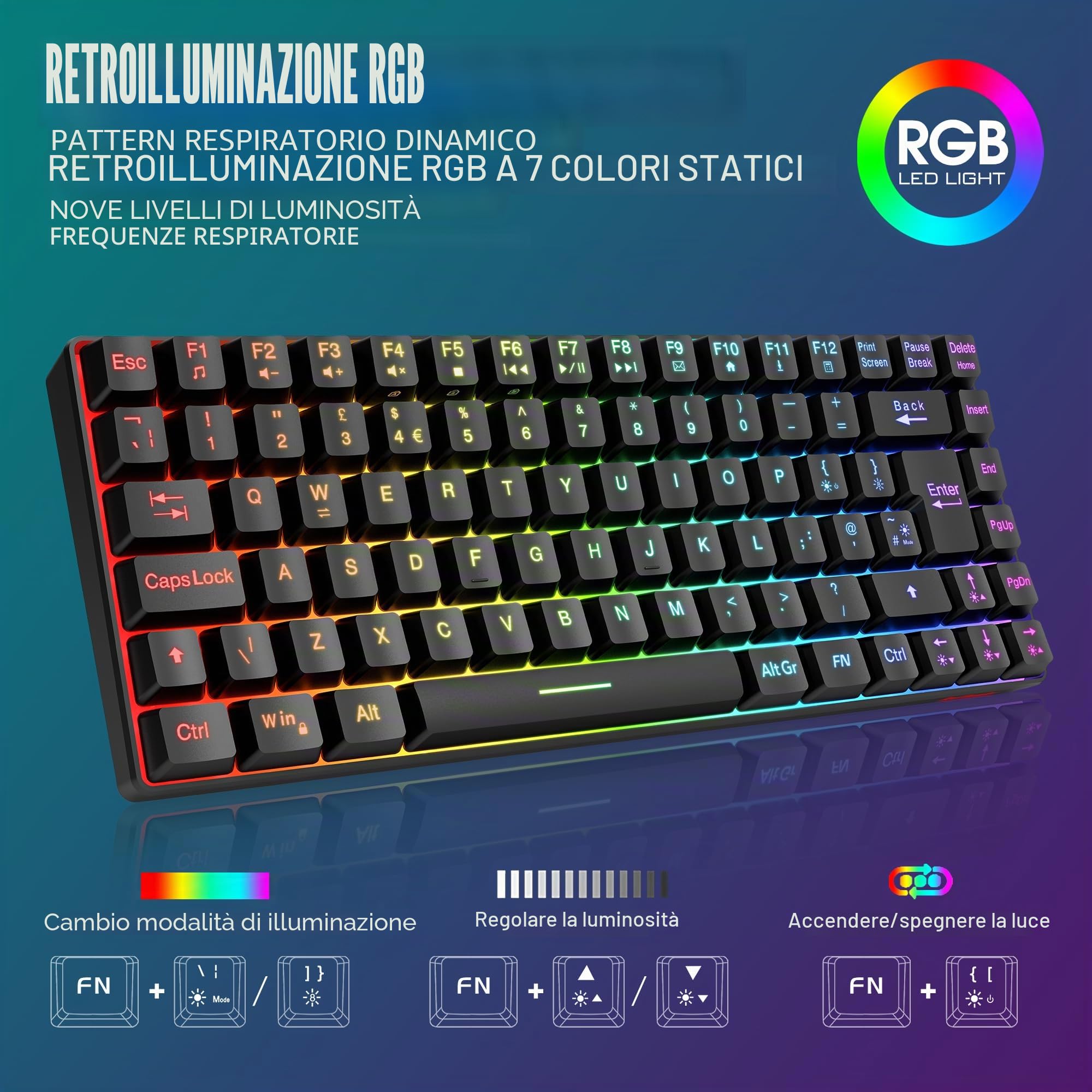 RedThunder K84 combo tastiera mouse wireless gaming RGB