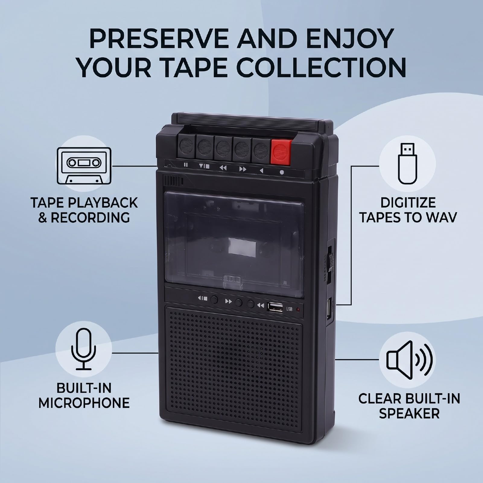 Elprico registratore cassette convertitore USB WAV portatile