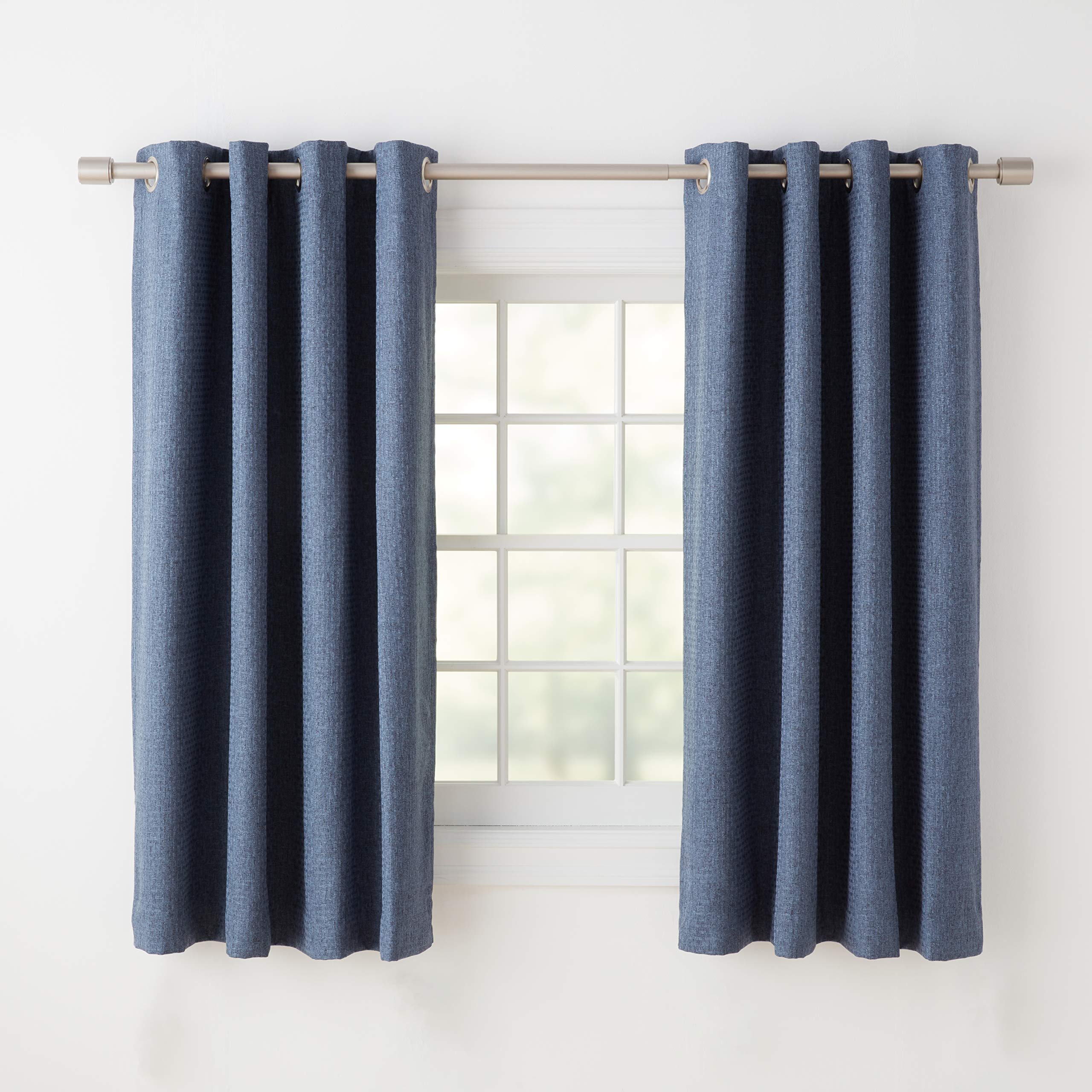 AmazonBasics Basket Weave 100% Blackout tende oscuranti 2 pz blu con occhielli