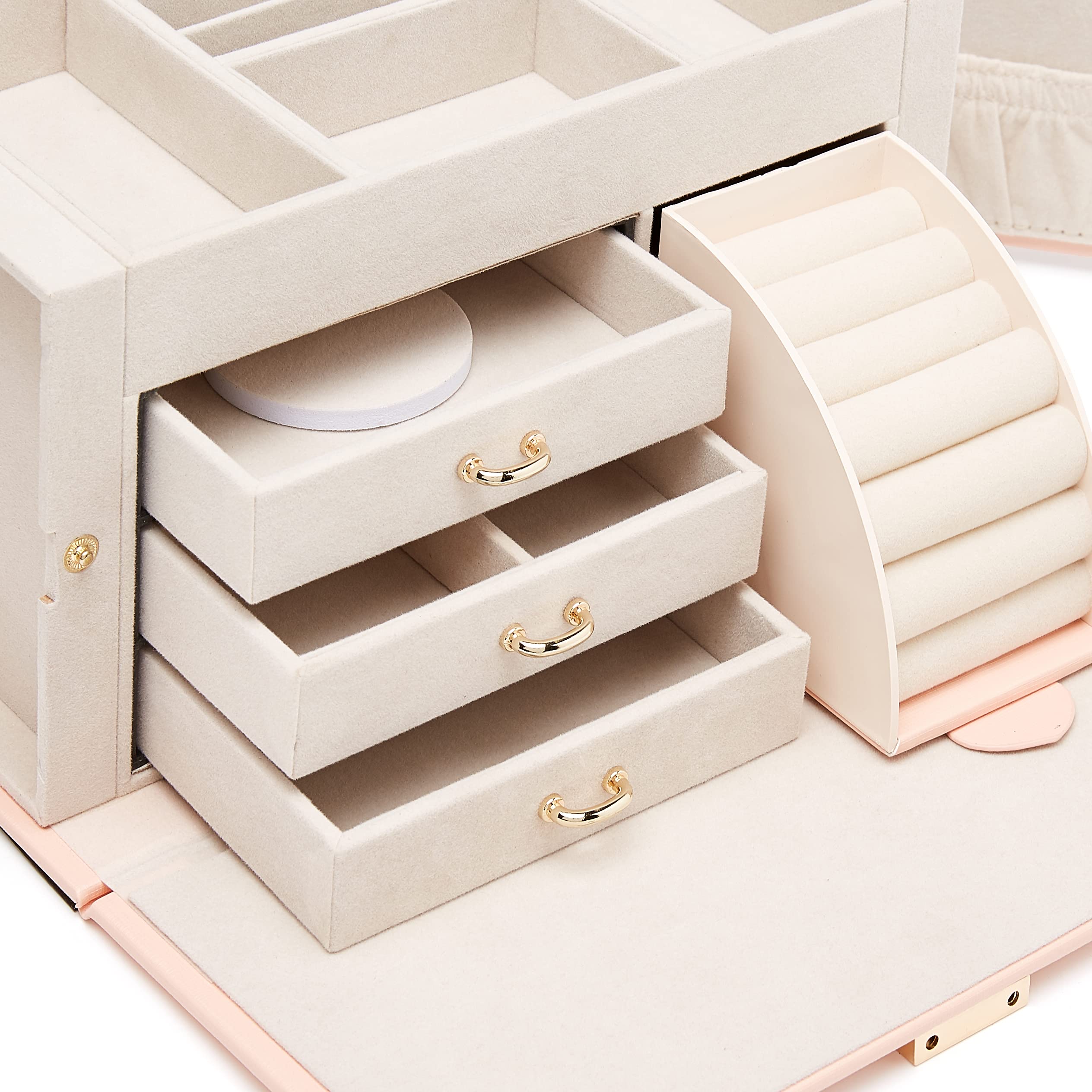 AmazonBasics Organizer gioielli rosa 3 cassetti con specchio