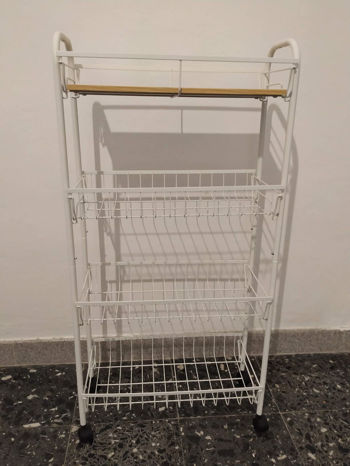 Amazon Basics carrello portavivande 4 ripiani bianco 41,5cm legno