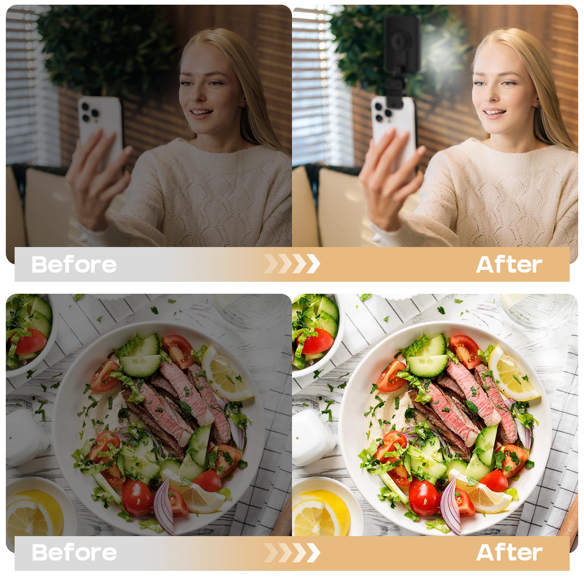 RealPlus Luce Selfie Clip 80 LED Nero 2000mAh