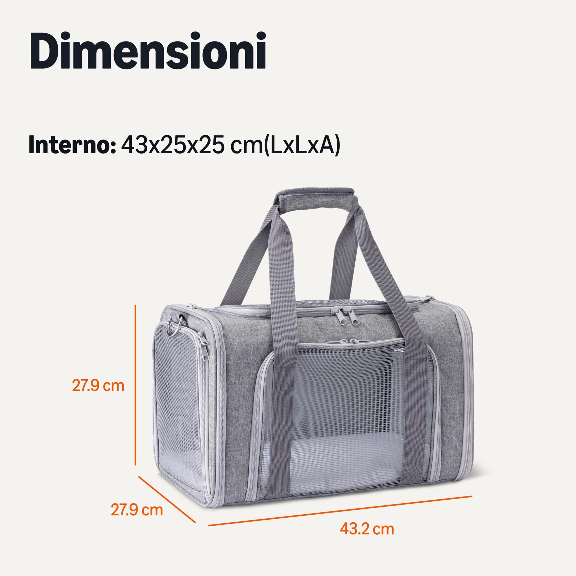 Amazon Basics Trasportino Borsa Gatti Cani Grigio