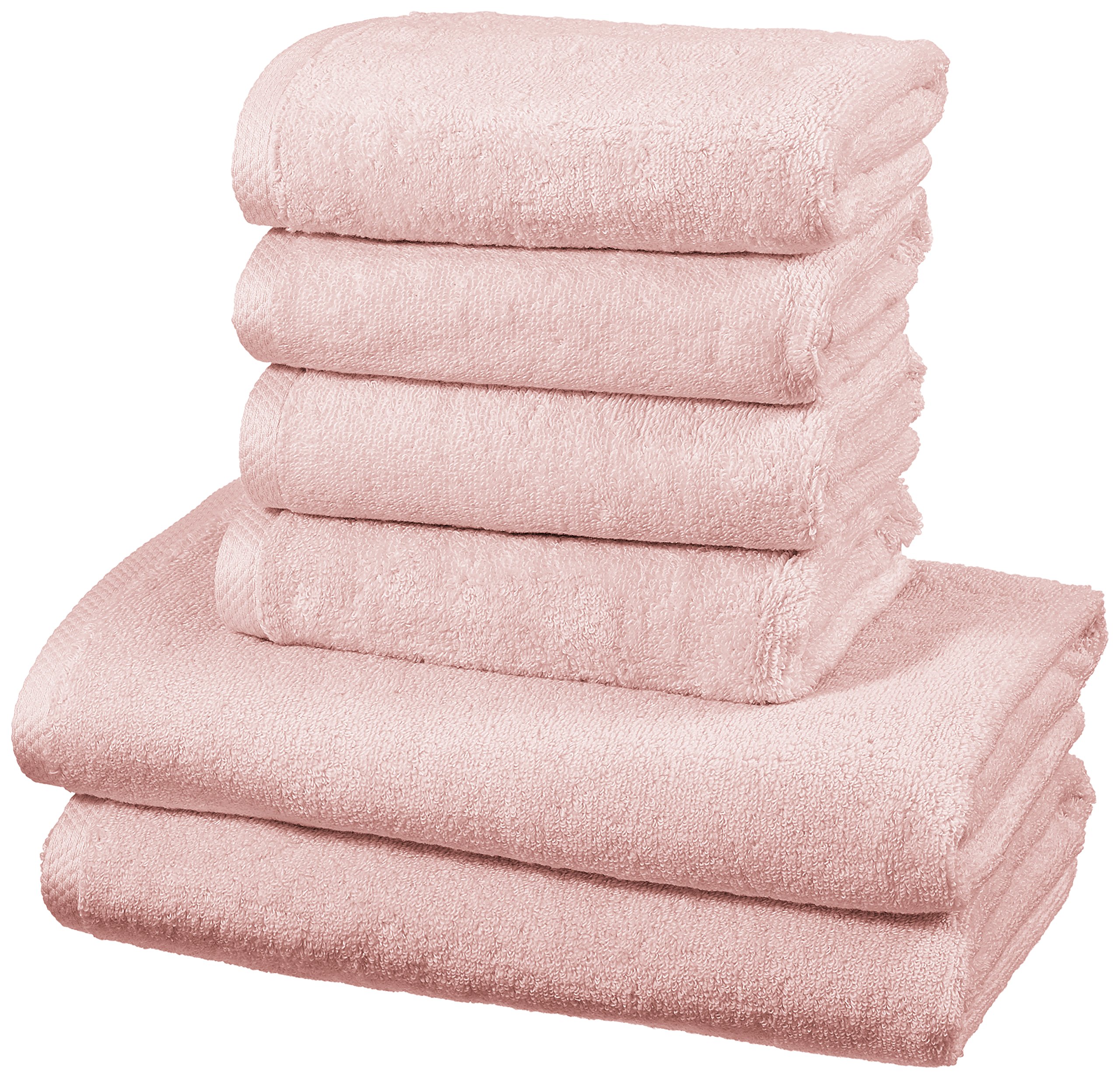 Amazon Basics Set Asciugamani 6 Pezzi Rosa Petalo Cotone