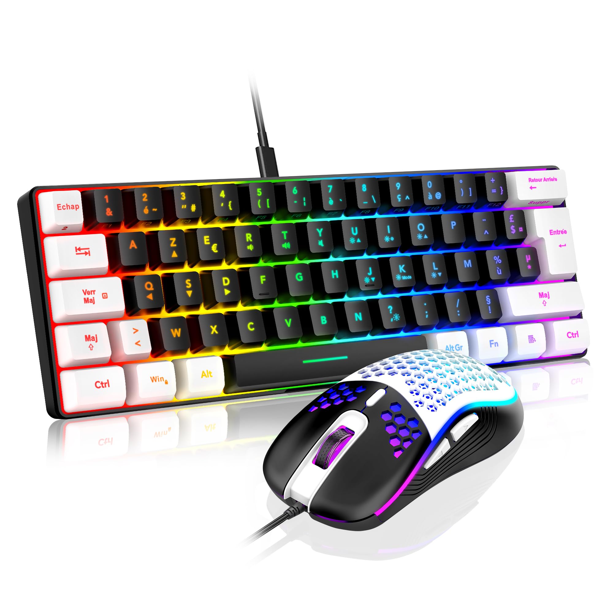 RedThunder K62 Combo Tastiera Mouse Gaming Wireless Multicolore
