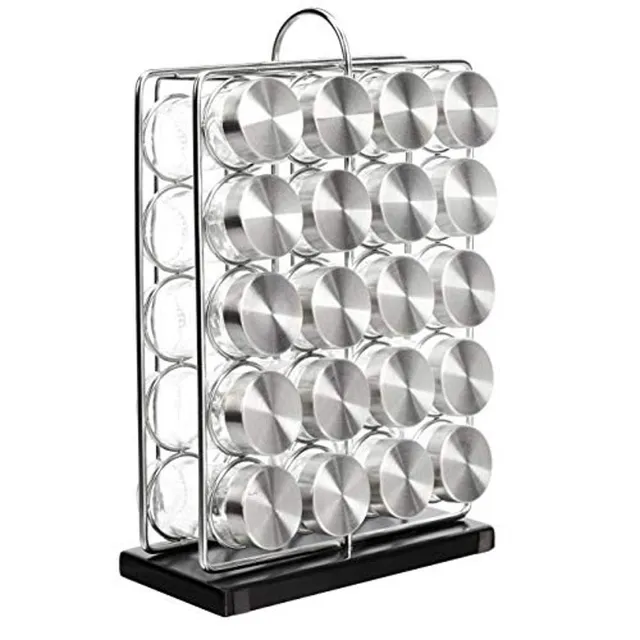 AmazonBasics Portaspezie Verticale Acciaio 20 Vasetti Argento