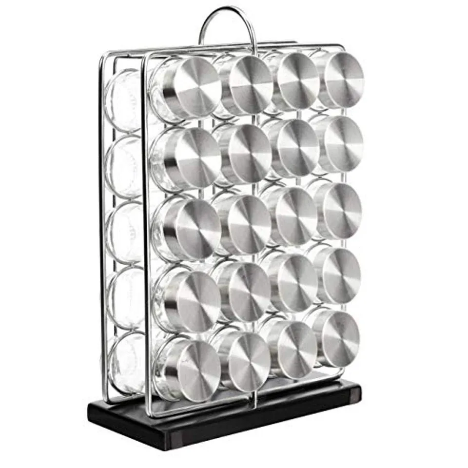 AmazonBasics Portaspezie Verticale Acciaio 20 Vasetti Argento