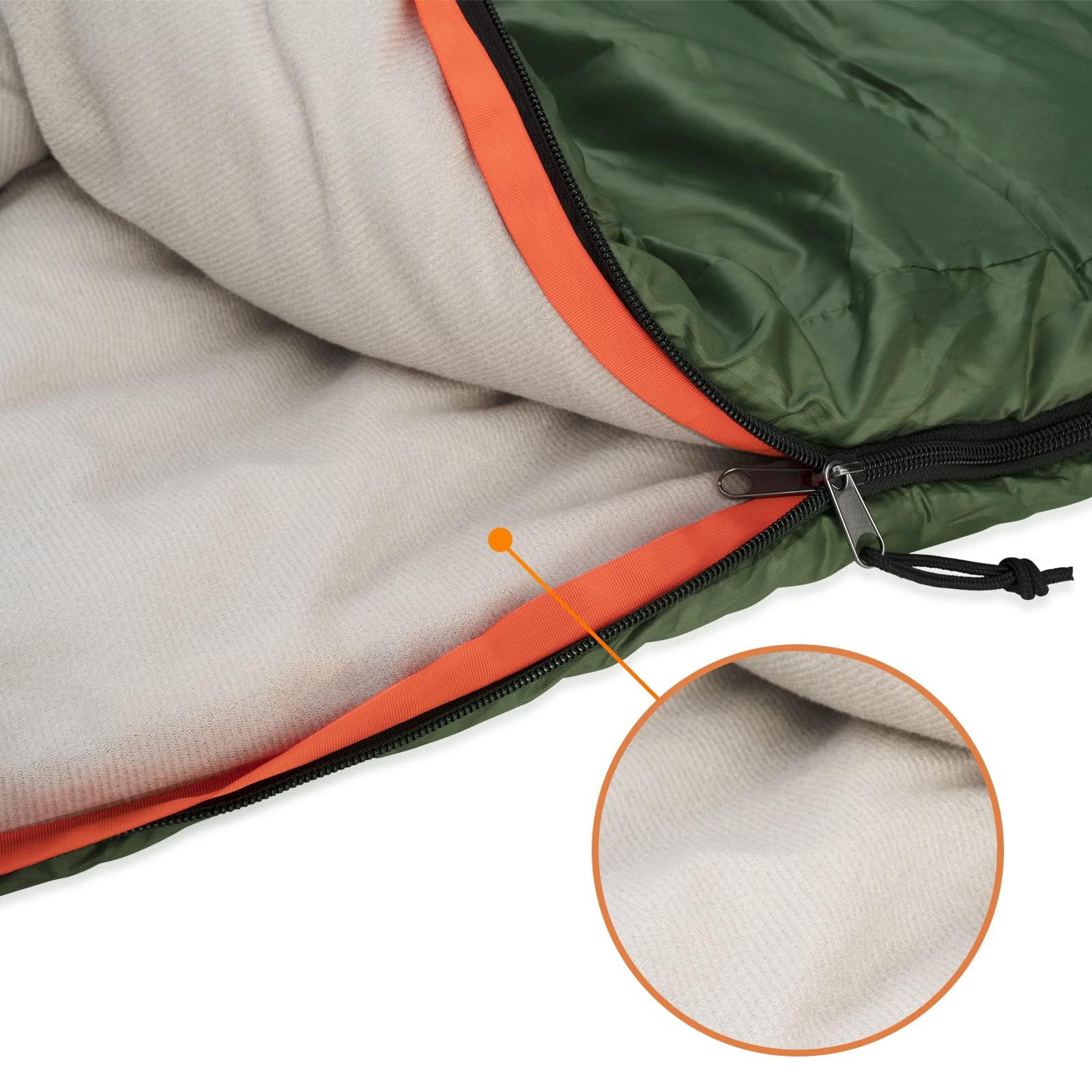 Amazon Basics Sacco a Pelo Matrimoniale 2 Persone Verde Oliva