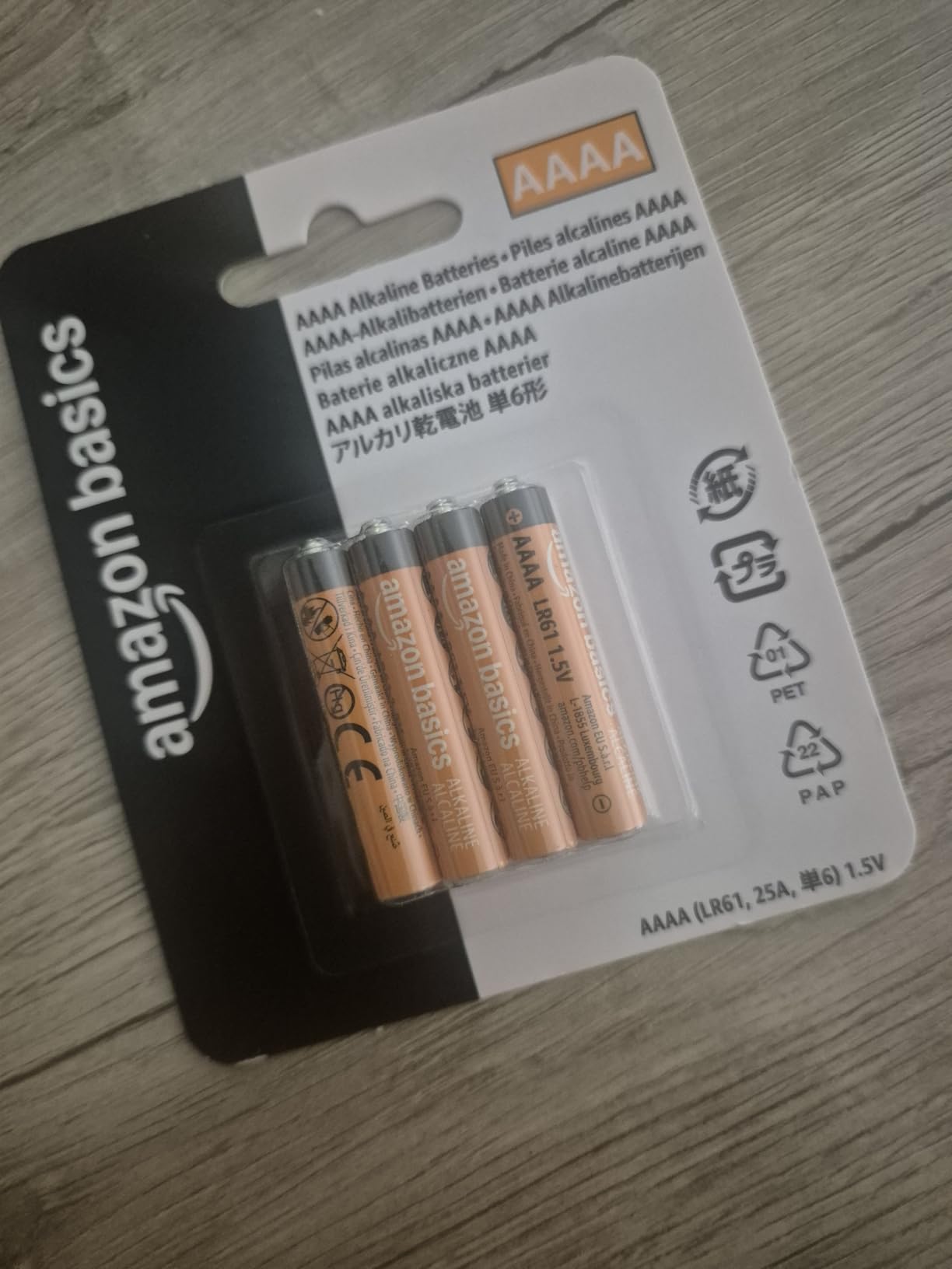 Amazon Basics Batterie Alcaline AAAA 1,5V 8 Pezzi Lunga Durata