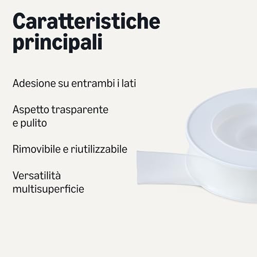 Amazon Basics Nastro Biadesivo Trasparente 3 m Rimovibile