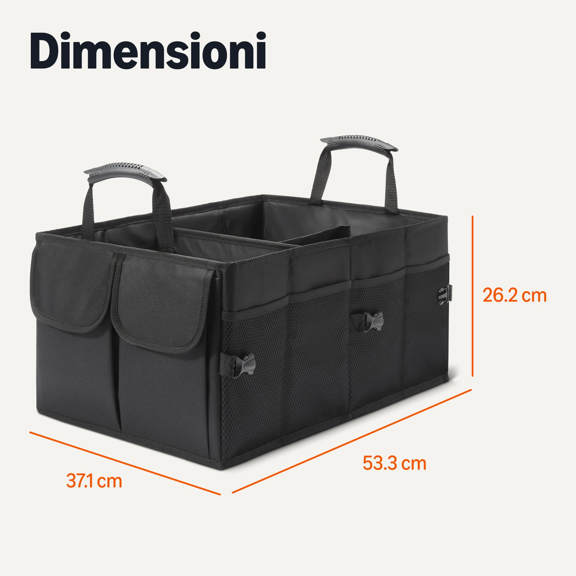 Amazon Basics Organizer Bagagliaio Auto 51L Nero Pieghevole