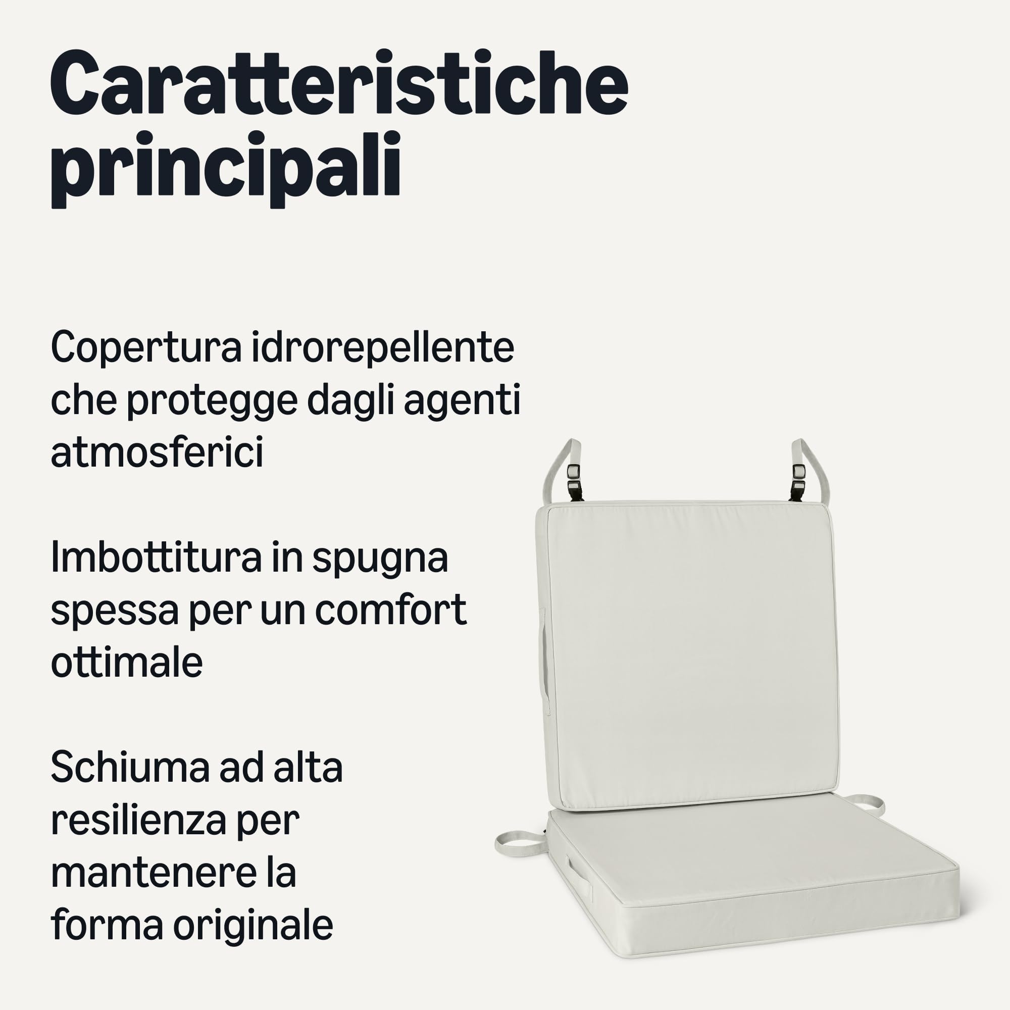 Amazon Basics Cuscino Sedia Giardino 55,9x55,9 Beige 2 Pezzi