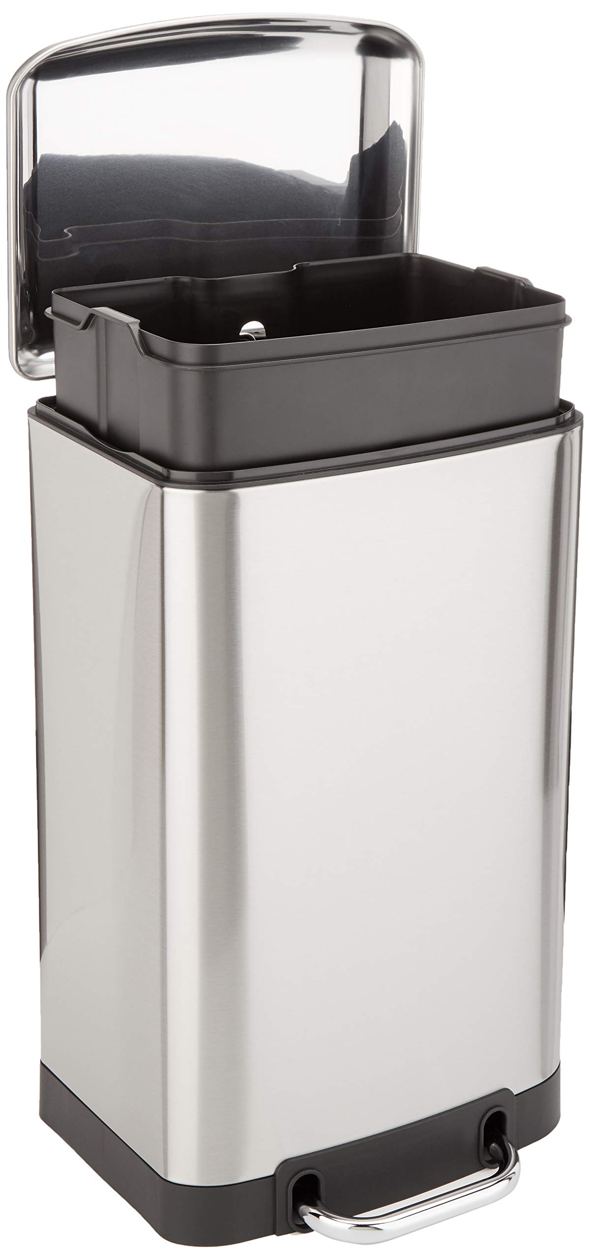AmazonBasics Pattumiera Rettangolare 20 L Argento Acciaio Inox