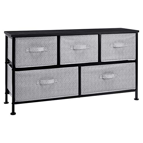 AmazonBasics Cassettiera 5 Cassetti Tessuto Nero Extra Large