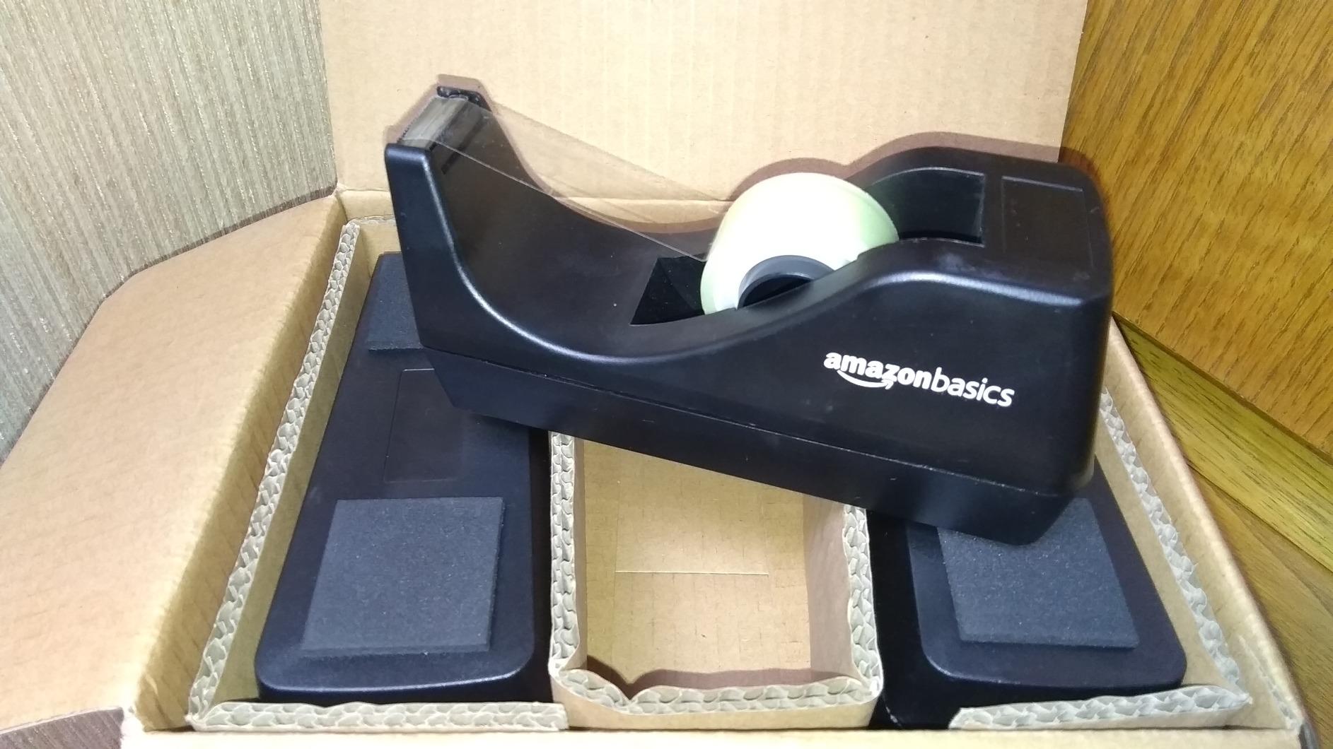 Amazon Basics Dispenser Nastro Adesivo Nero 3 Pezzi Ufficio