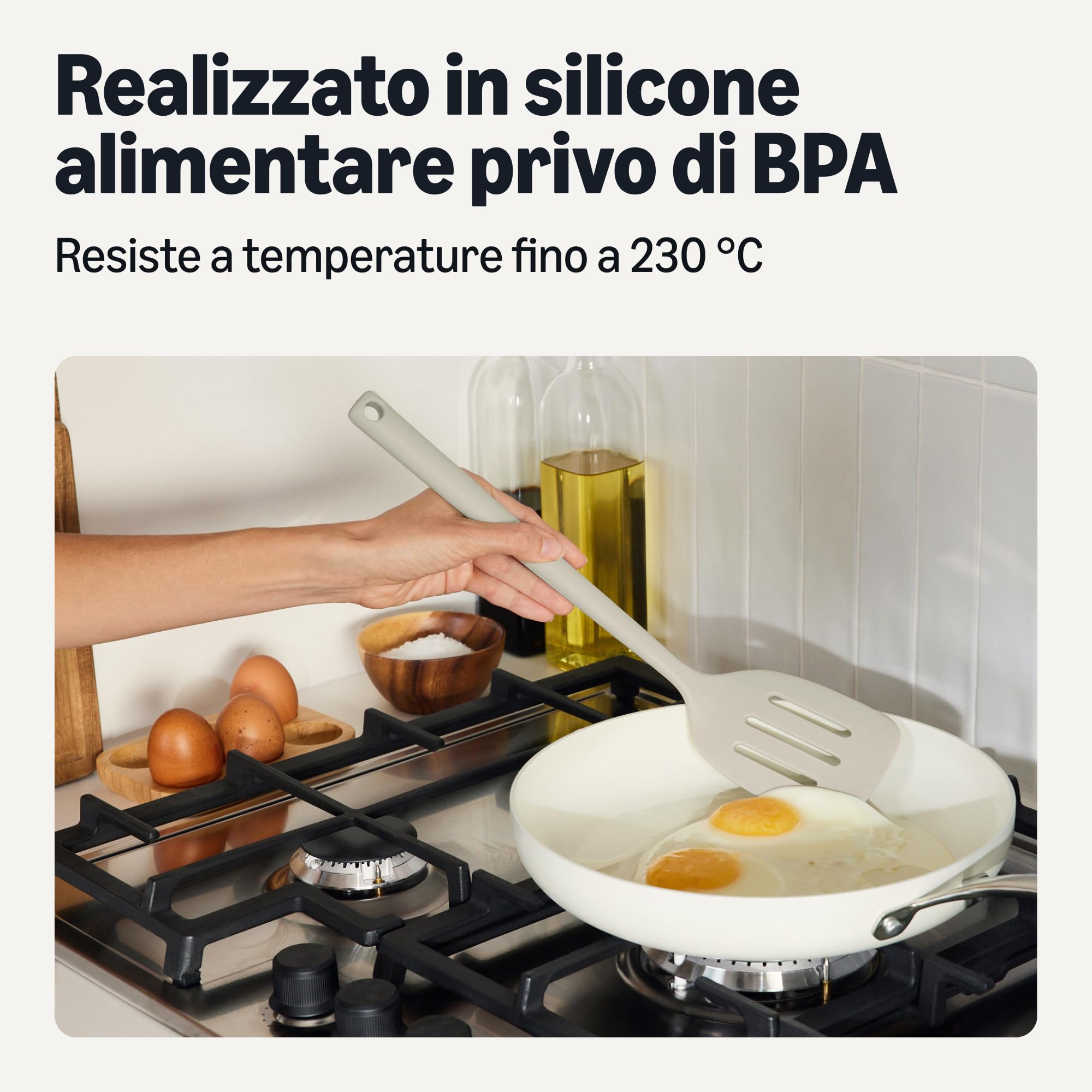 Amazon Basics mestoli cucina silicone 4 pezzi grigio lino