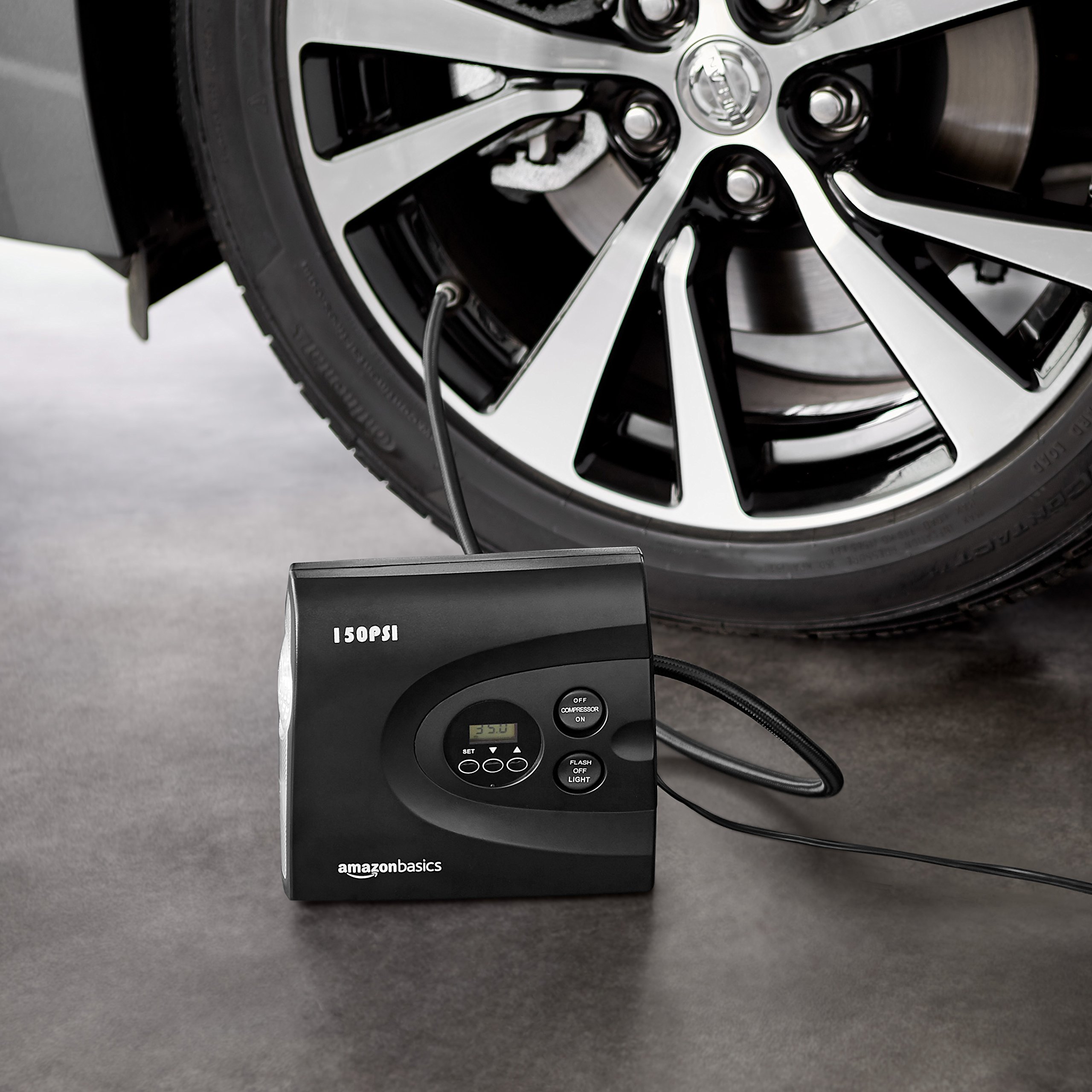 Amazon Basics Compressore Aria Portatile 12V 150 PSI Nero