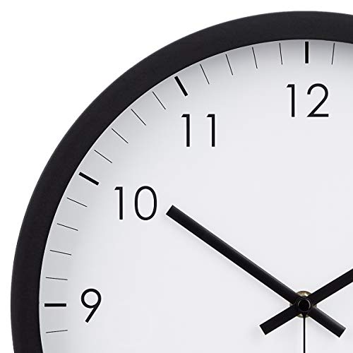 Amazon Basics Orologio da Parete 30 cm Nero Silenzioso