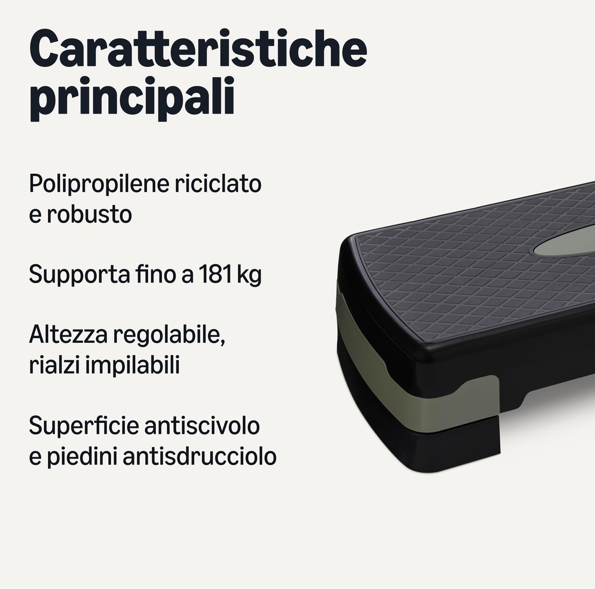Amazon Basics Step Aerobica Regolabile Nero Grigio Antiscivolo