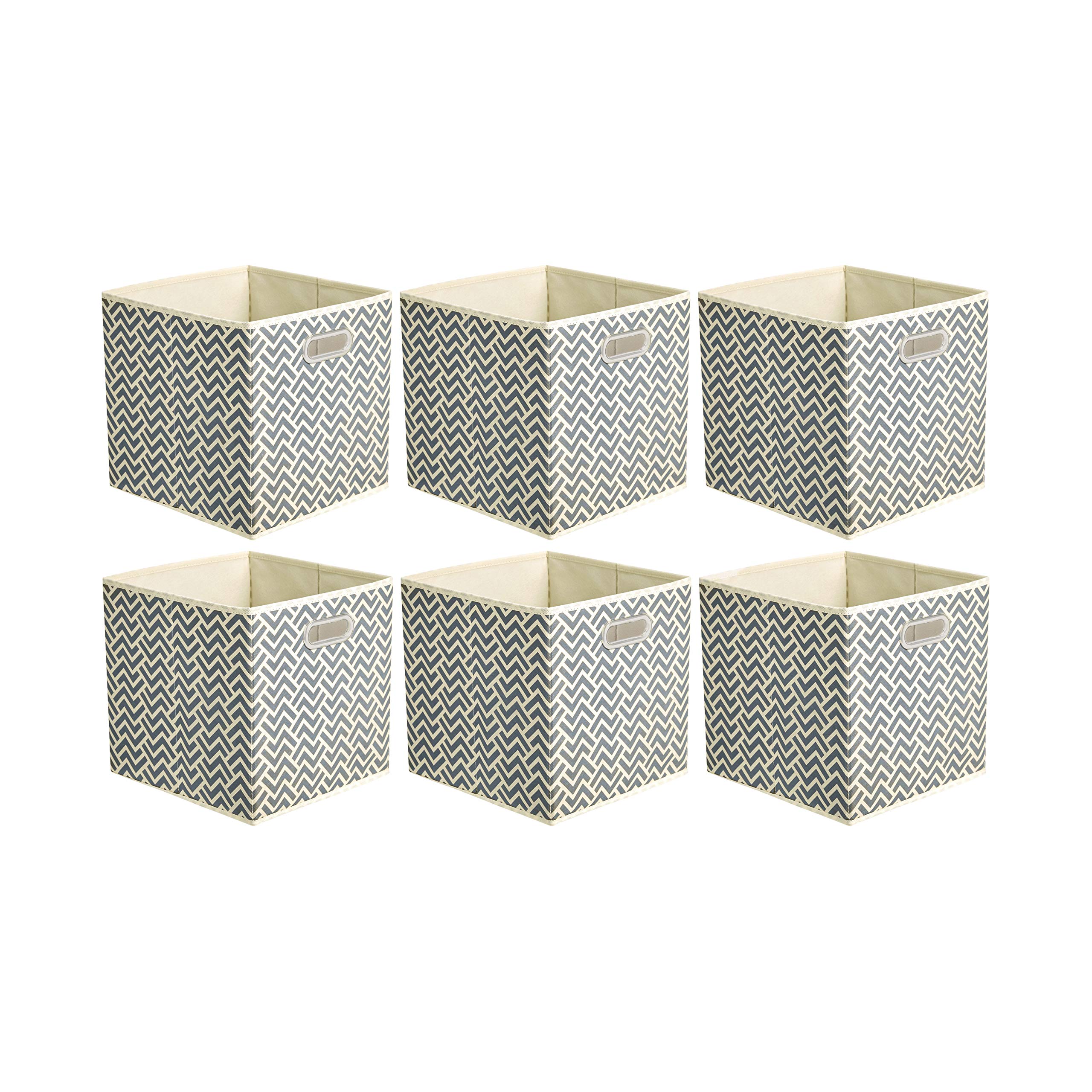 AmazonBasics Cubi Portaoggetti Tessuto Grigio Chiaro 6 pezzi