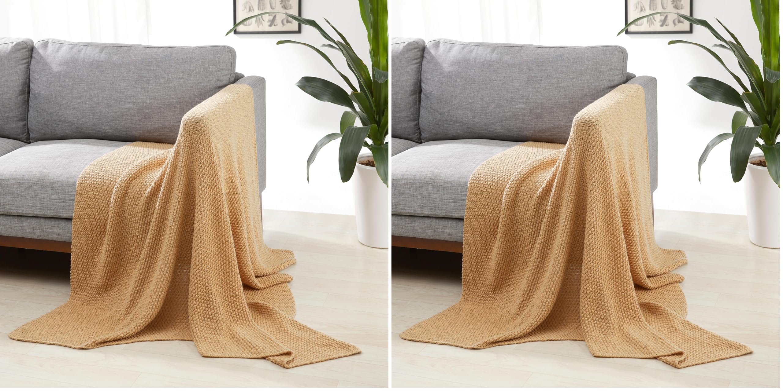 Amazon Basics Copriletto Maglia 127x152 Coperta Sabbia