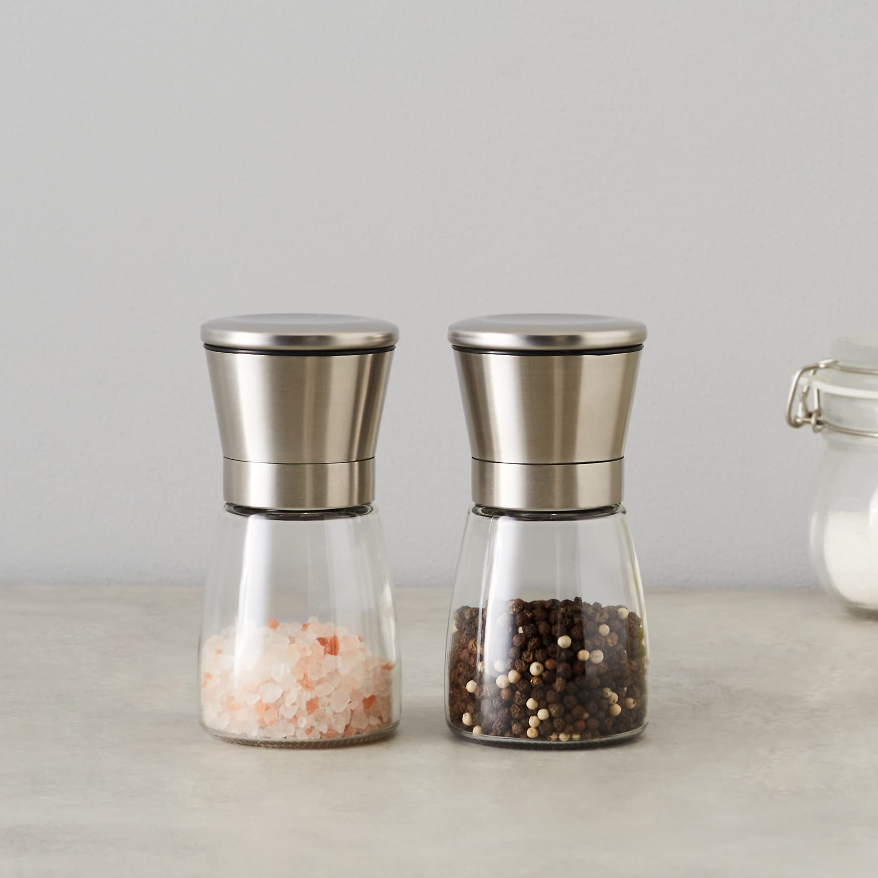 Amazon Basics Set 2 Macinasale e Macinapepe Vetro 155 g Ceramica