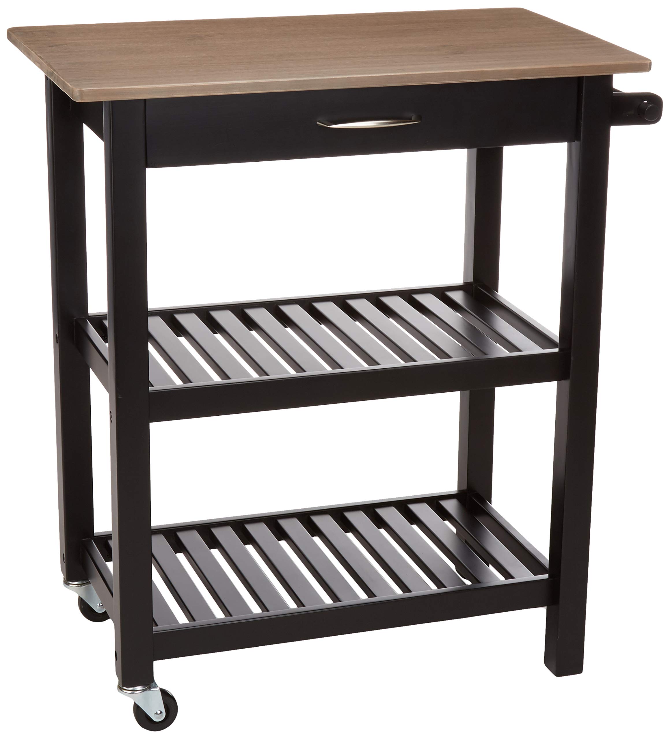 AmazonBasics Carrello da Cucina con Ruote Grigio Nero con Cassetto