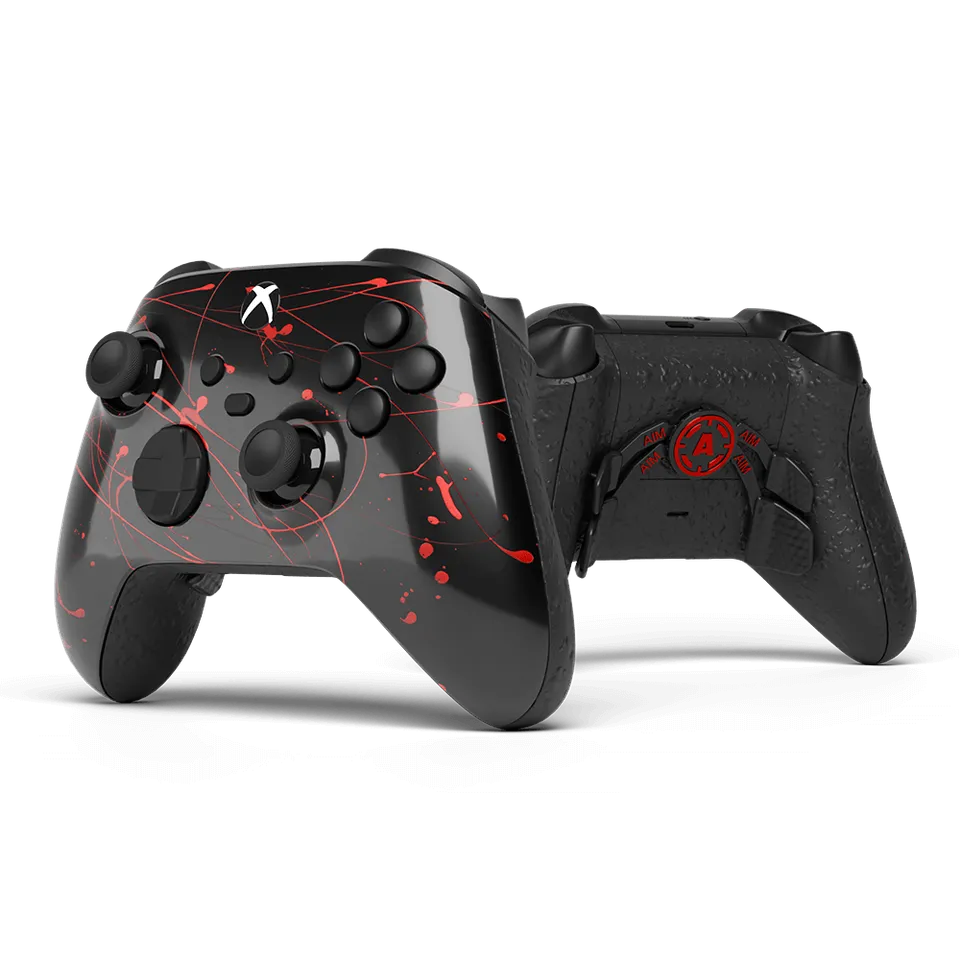 Aim Controller Xbox Red Splatter controller rosso metallizzato