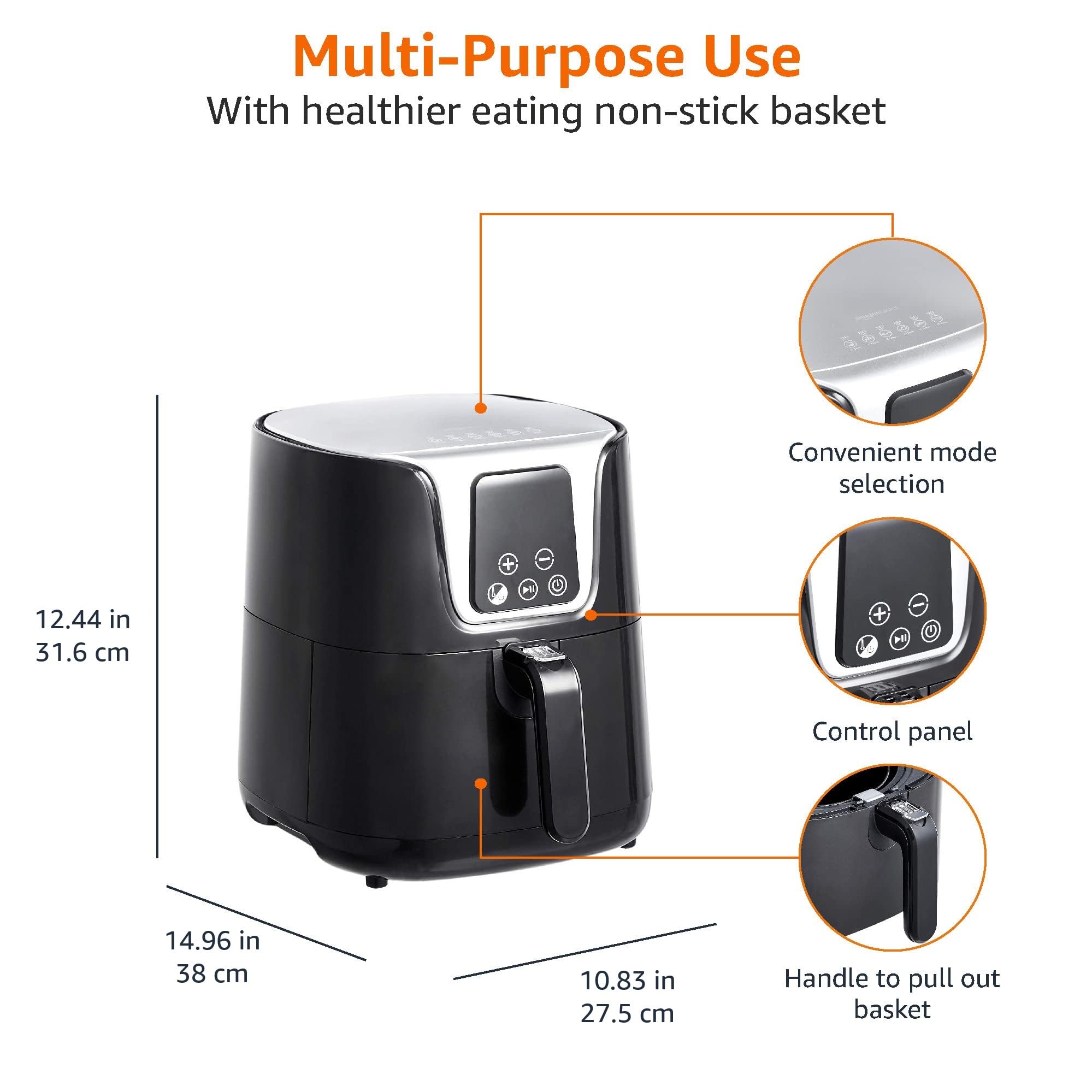 AmazonBasics Vecchio Modello 4L Friggitrice ad Aria Nera Digitale