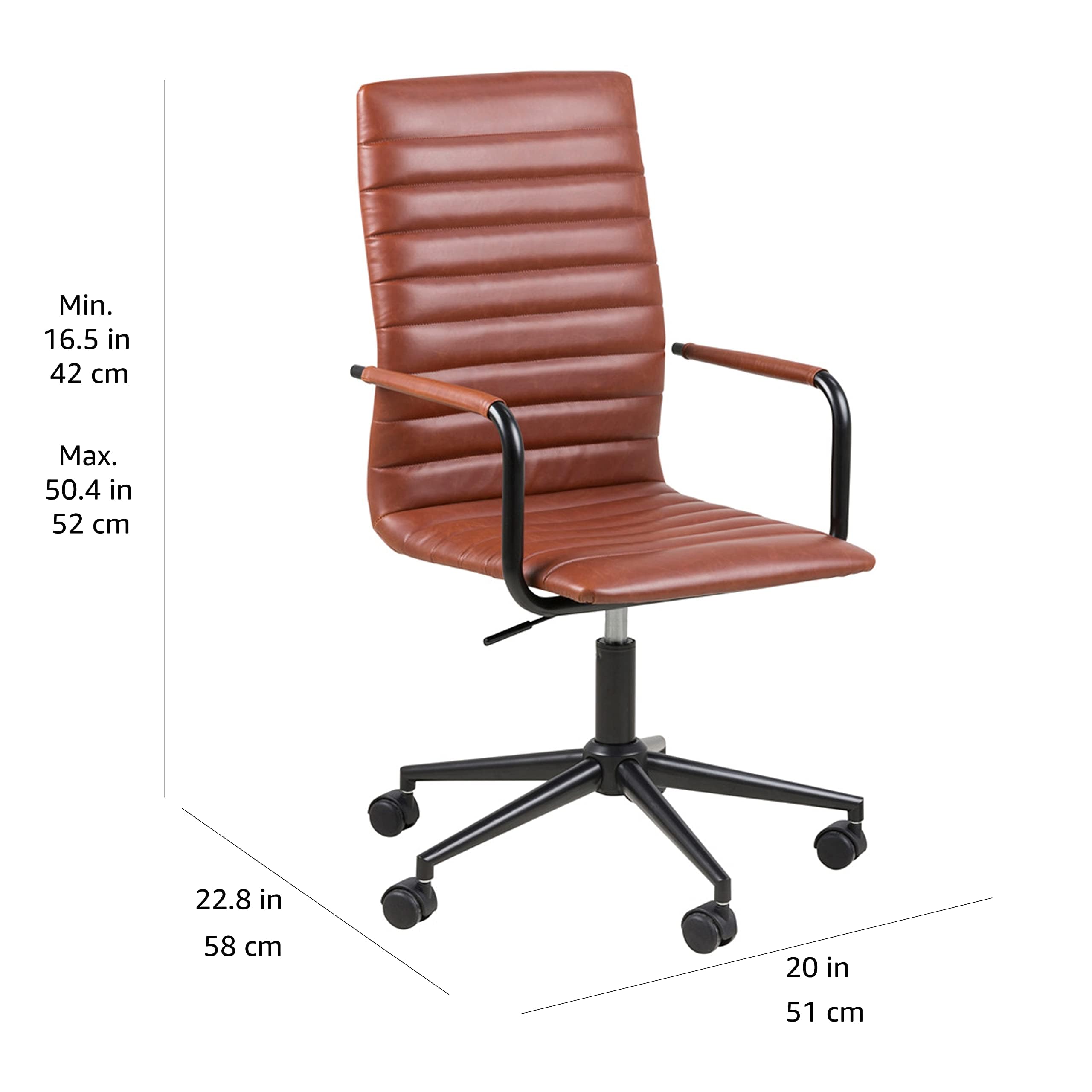 AmazonBasics Sedia Ufficio Ecopelle Marrone con Rotelle