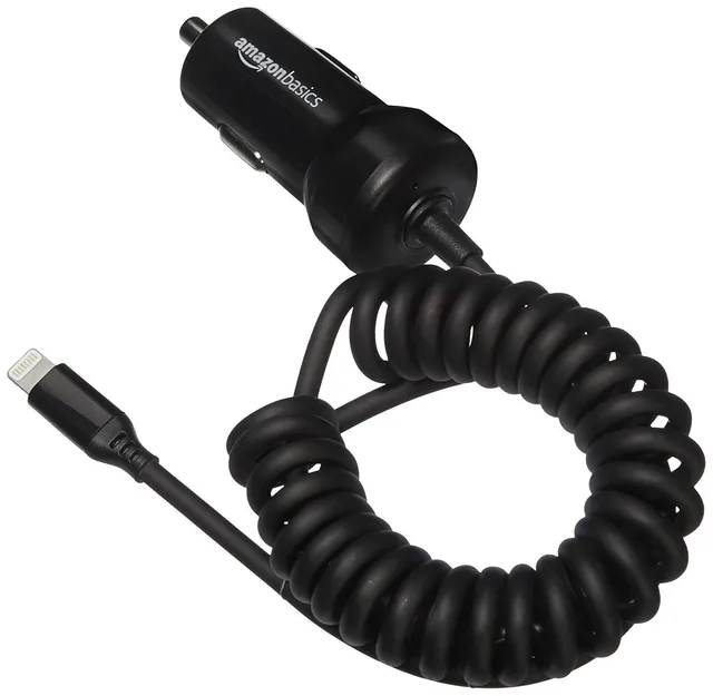 AmazonBasics Caricabatterie Auto Lightning 2,4A Nero 0,45m MFi