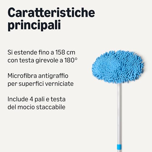 Amazon Basics Spazzola Lavaggio Auto Telescopica 158 cm Blu