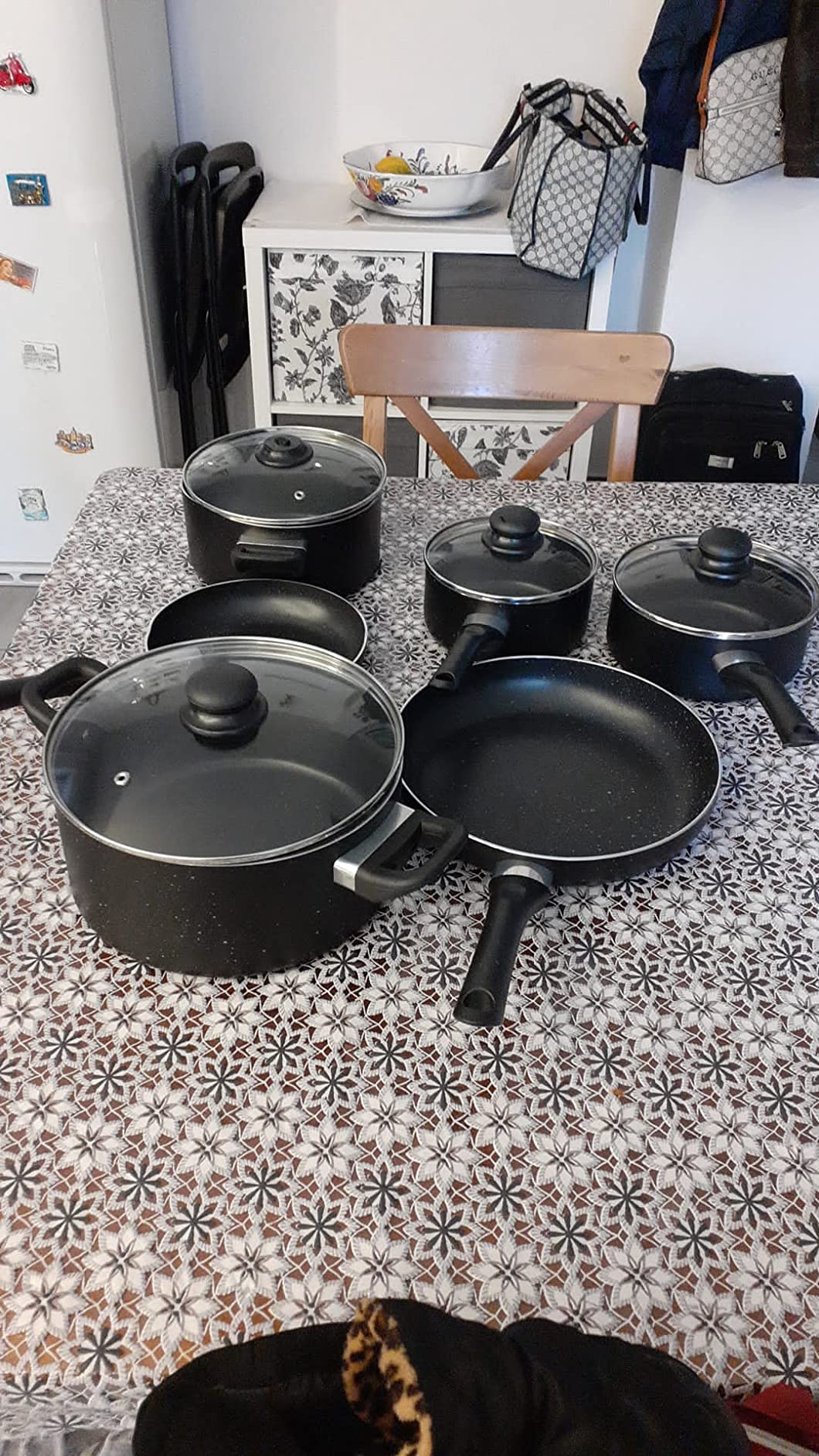 Amazon Basics Batteria Cucina 15 Pezzi Antiaderente Nero