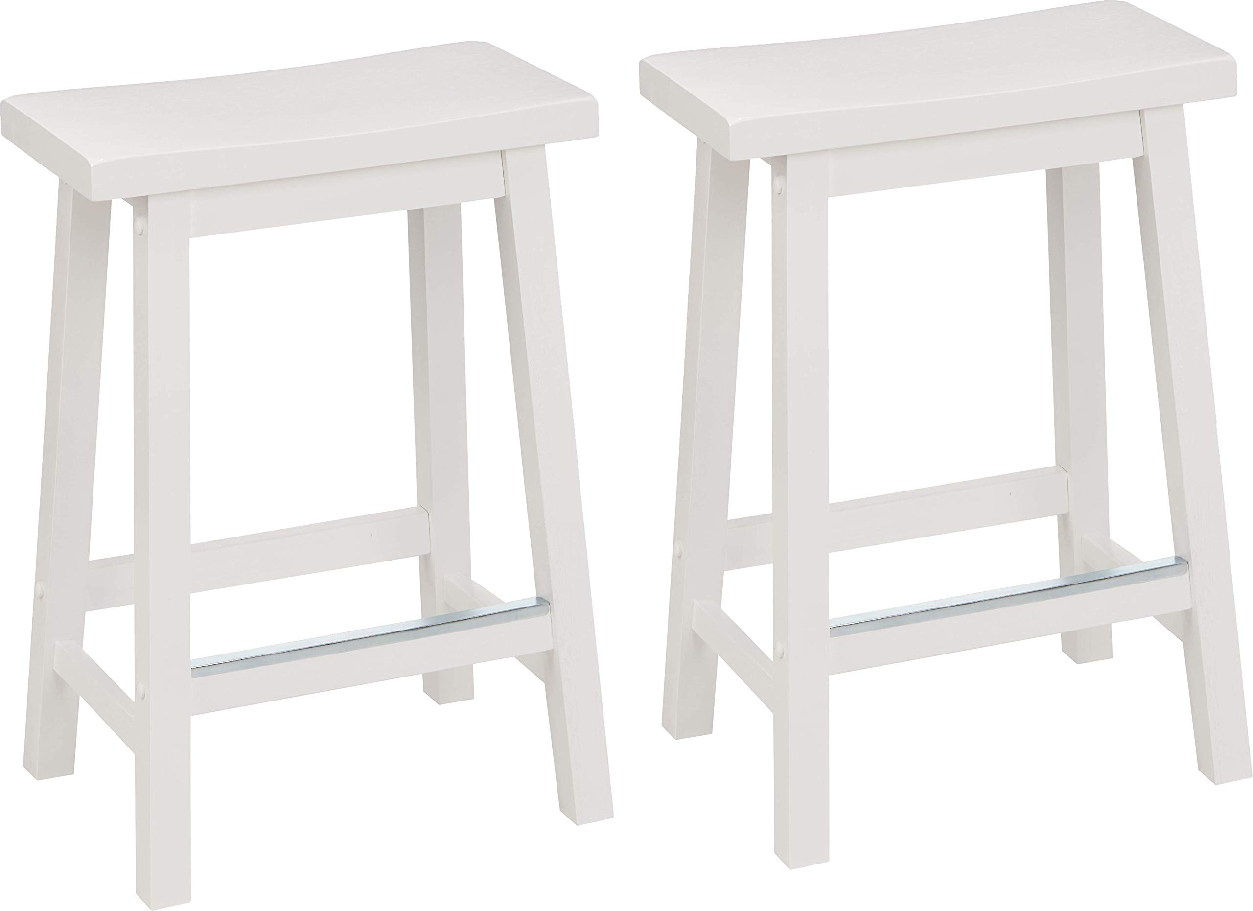 AmazonBasics Set 2 Sgabelli Bancone Legno Bianchi 61 cm