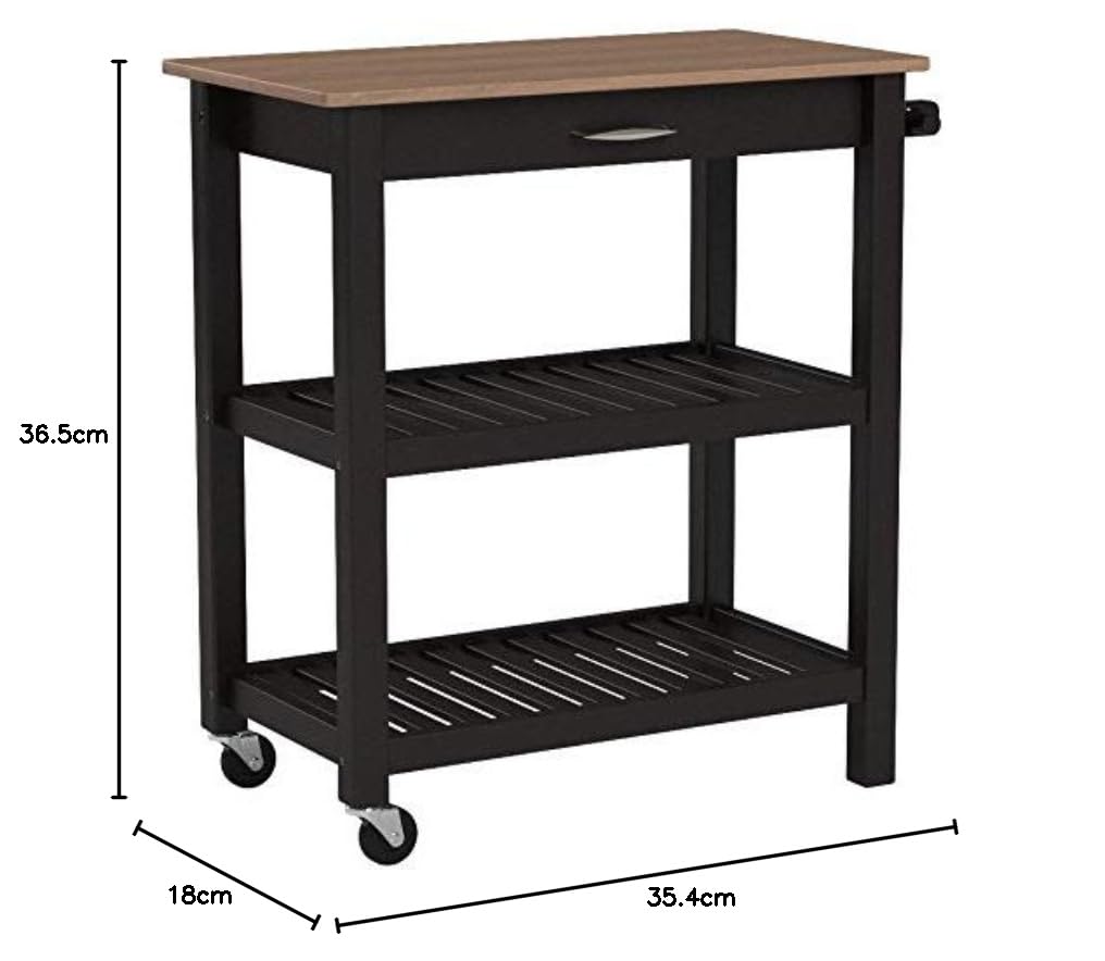 AmazonBasics Carrello da Cucina con Ruote Grigio Nero con Cassetto