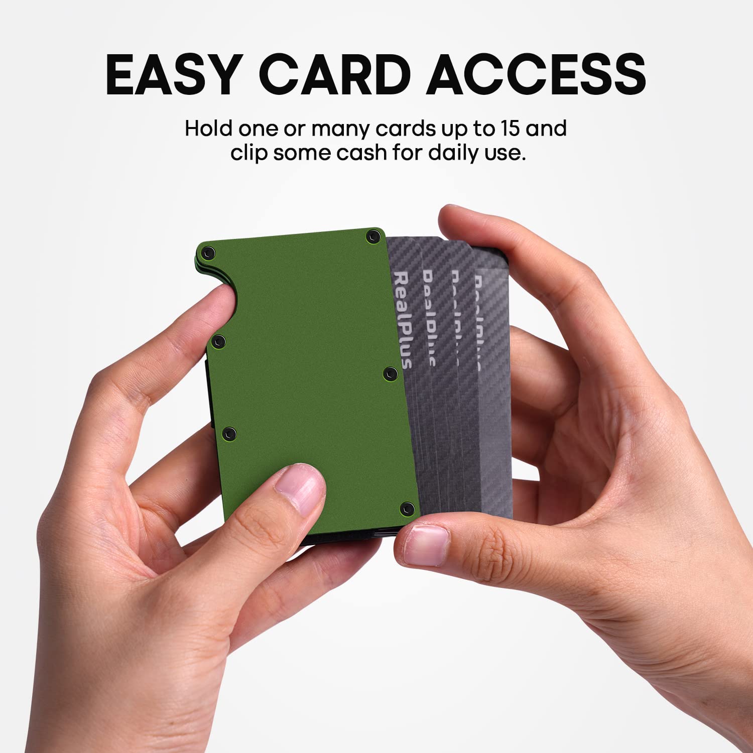 RealPlus Portacarte Uomo RFID Alluminio Verde 15 Carte