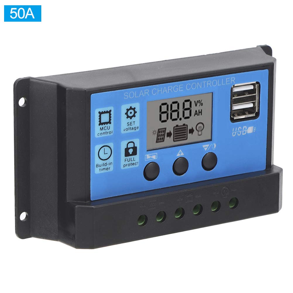 Elprico regolatore carica solare 50A 12V/24V PWM LCD USB
