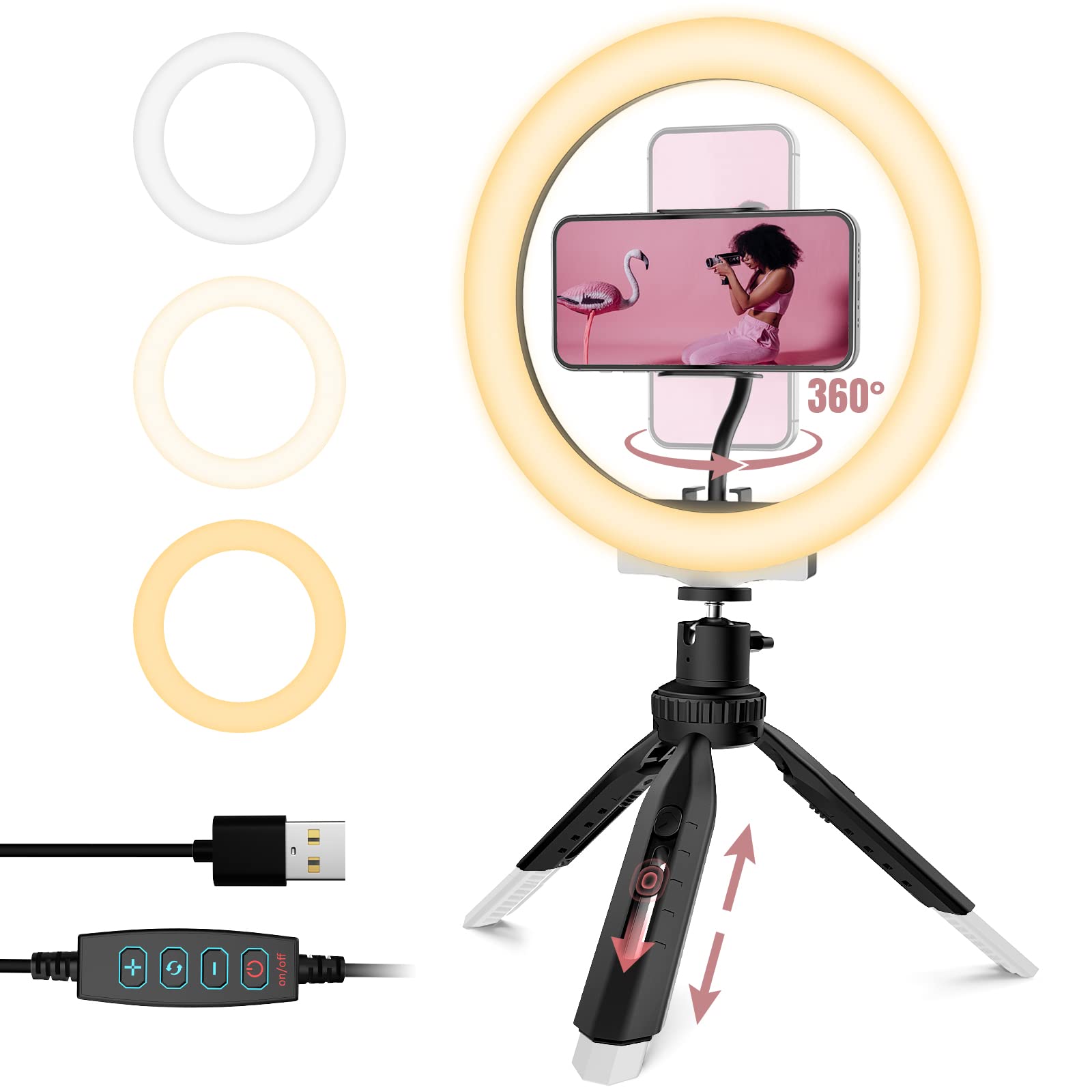 RealPlus Luce ad Anello Ring Light 10 Pollici con Treppiede