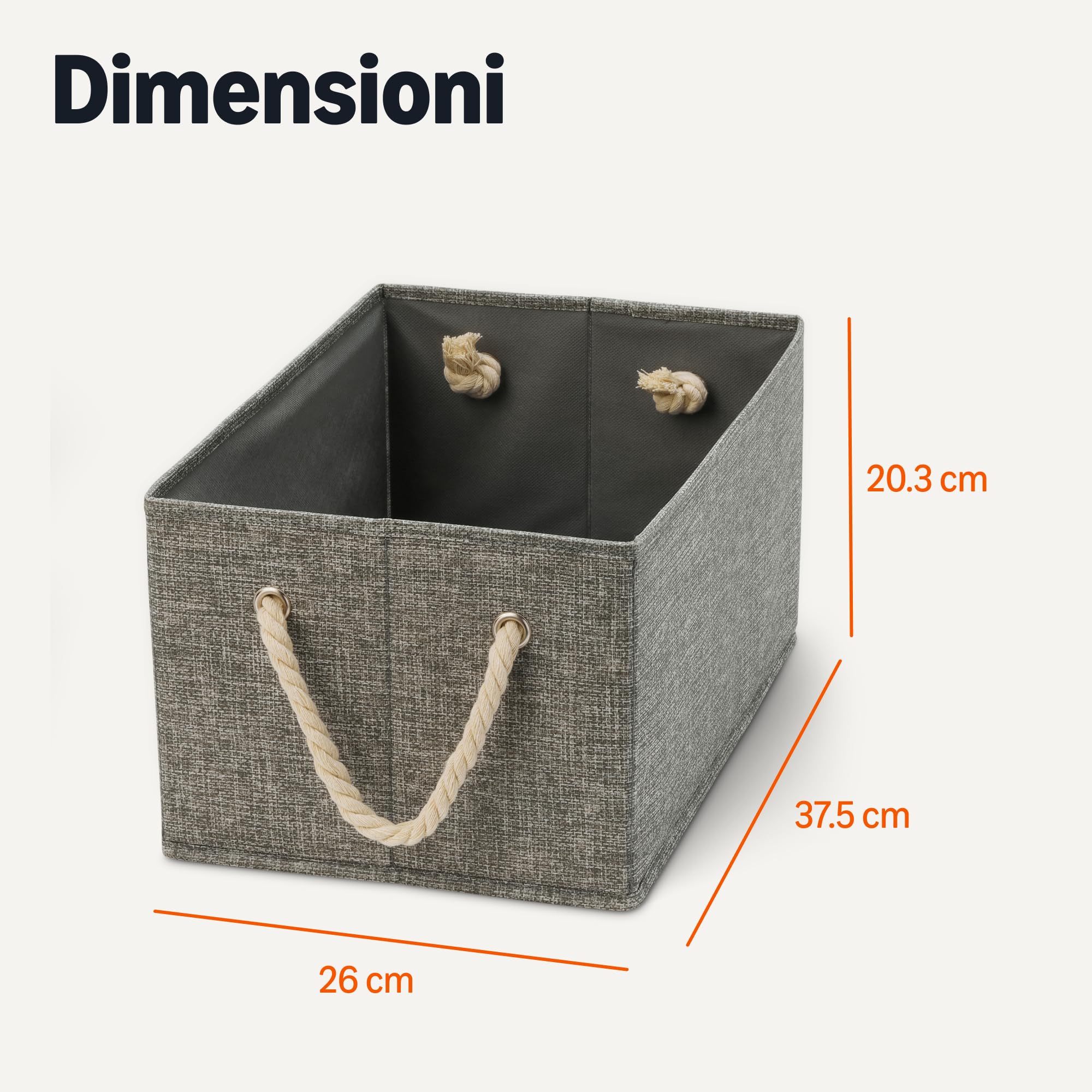Amazon Basics Contenitori Pieghevoli Antracite 3 Pezzi