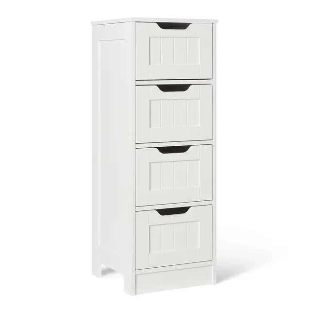 AmazonBasics Mobile Bagno 4 Cassetti Bianco MDF 30x30x82