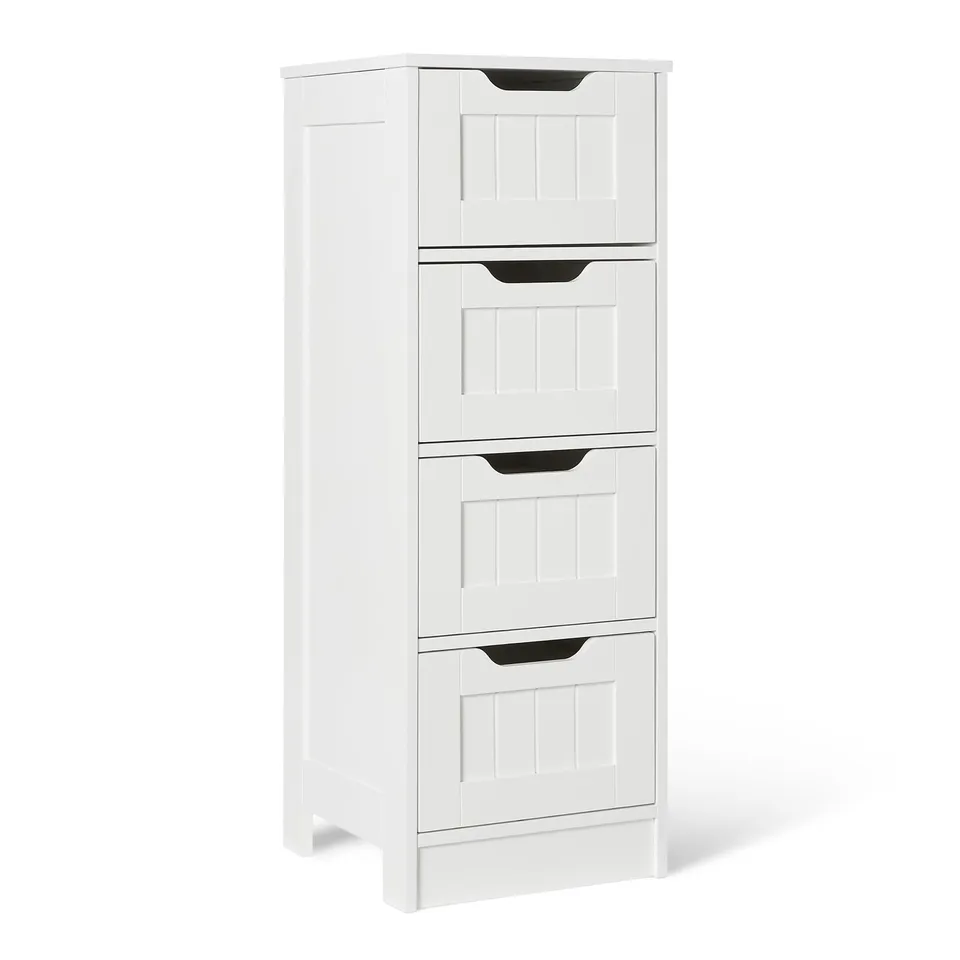 AmazonBasics Mobile Bagno 4 Cassetti Bianco MDF 30x30x82