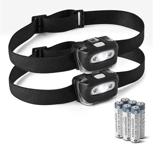 Amazon Basics Lampada Frontale LED Nera Set 2
