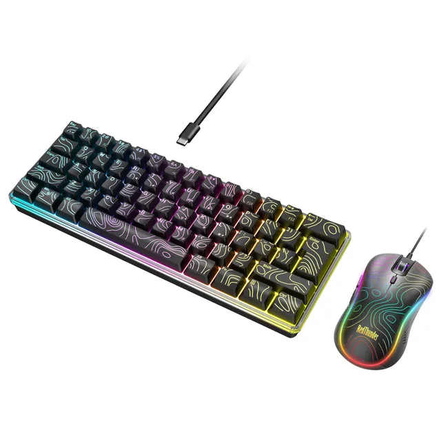 RedThunder Tastiera e Mouse Gaming 60% RGB 61 Tasti Nero