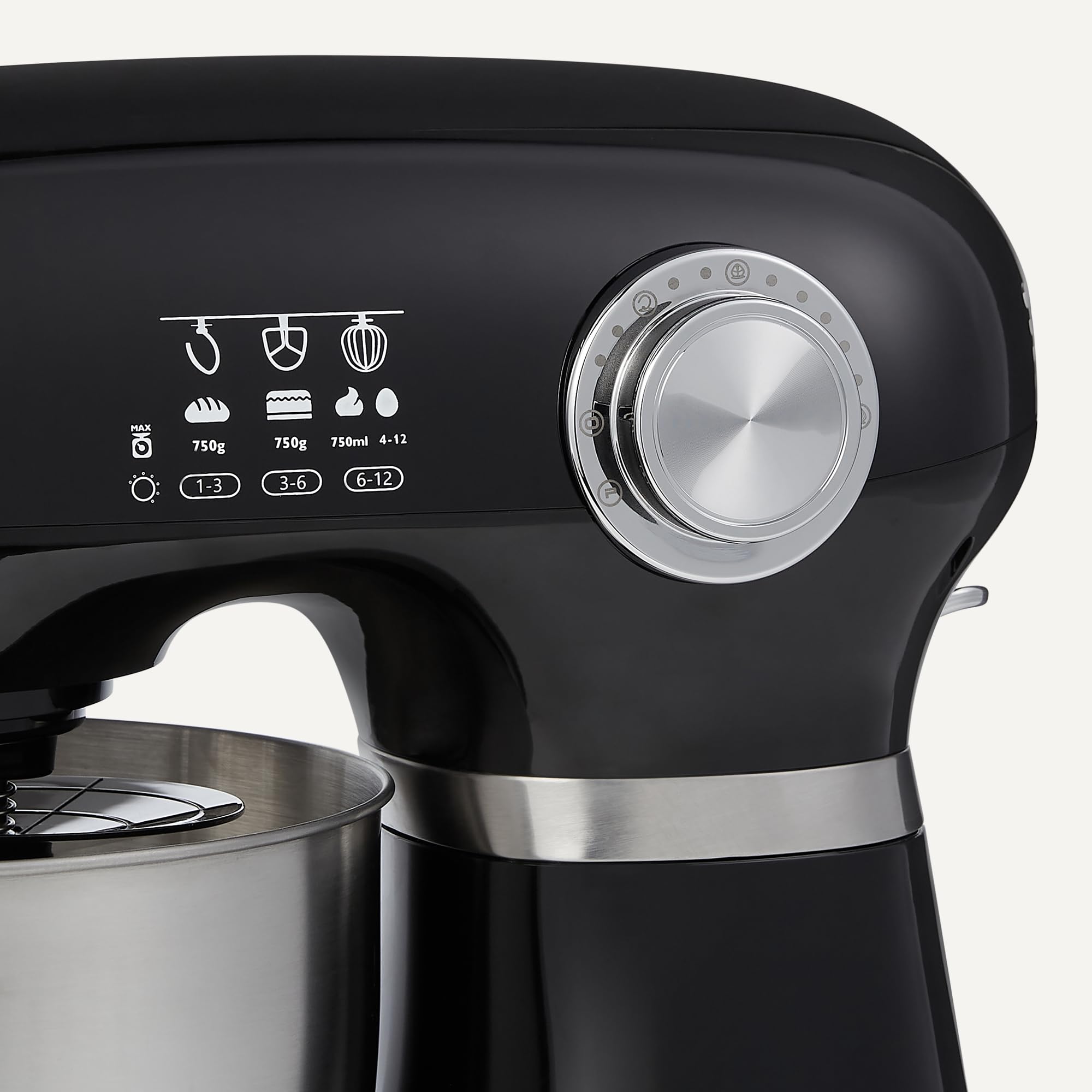 Amazon Basics Mixer Planetaria 5L 1000W 12 Velocità Nero con Ciotola