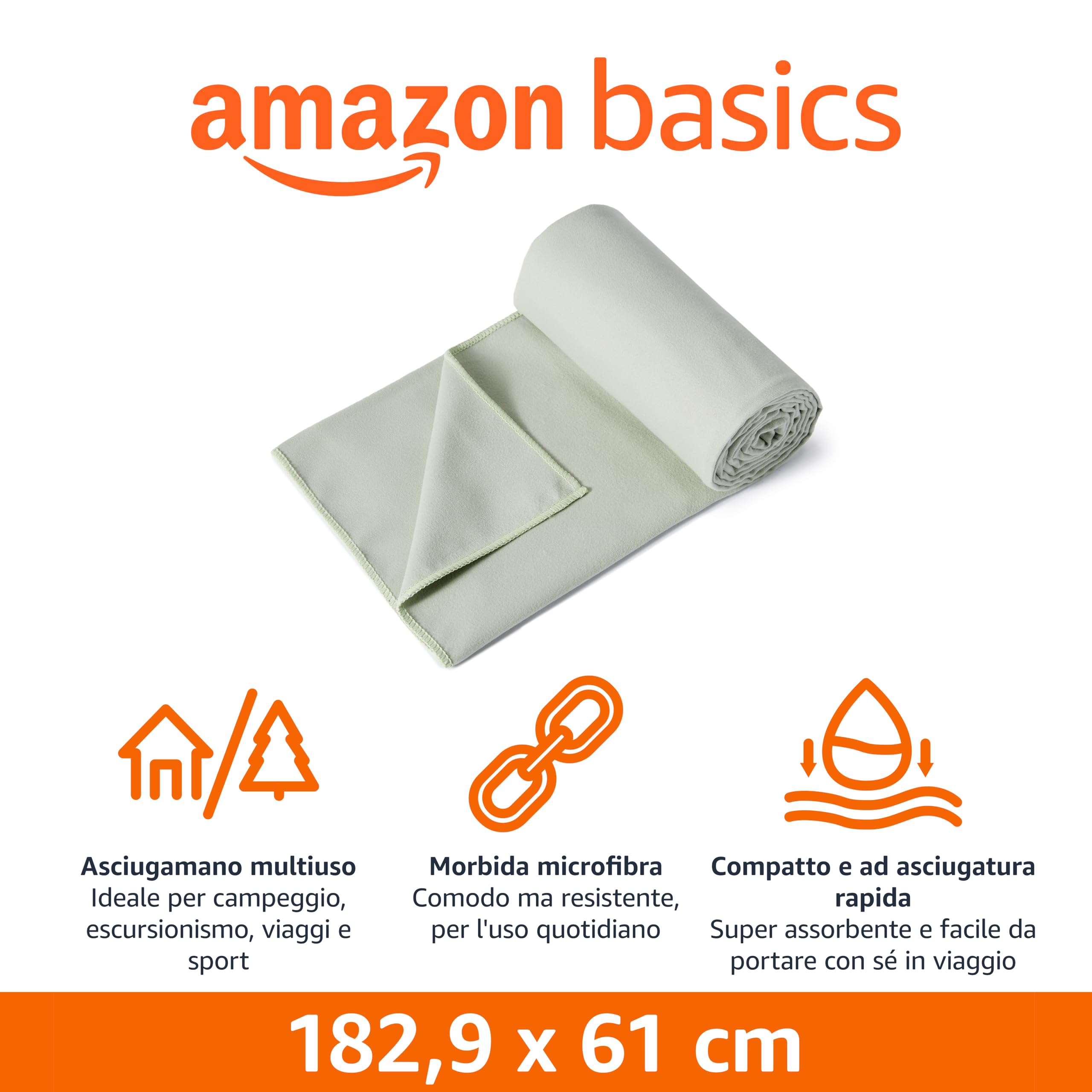Amazon Basics Asciugamano Microfibra Campeggio Compatto