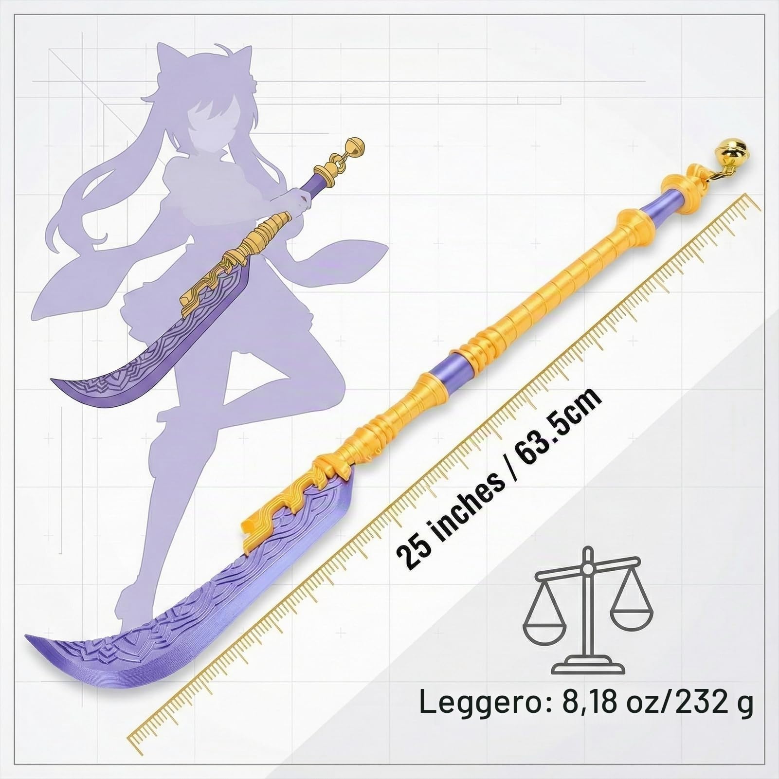 Elprico spada cosplay PLA 25 pollici 63,5 cm con cordino