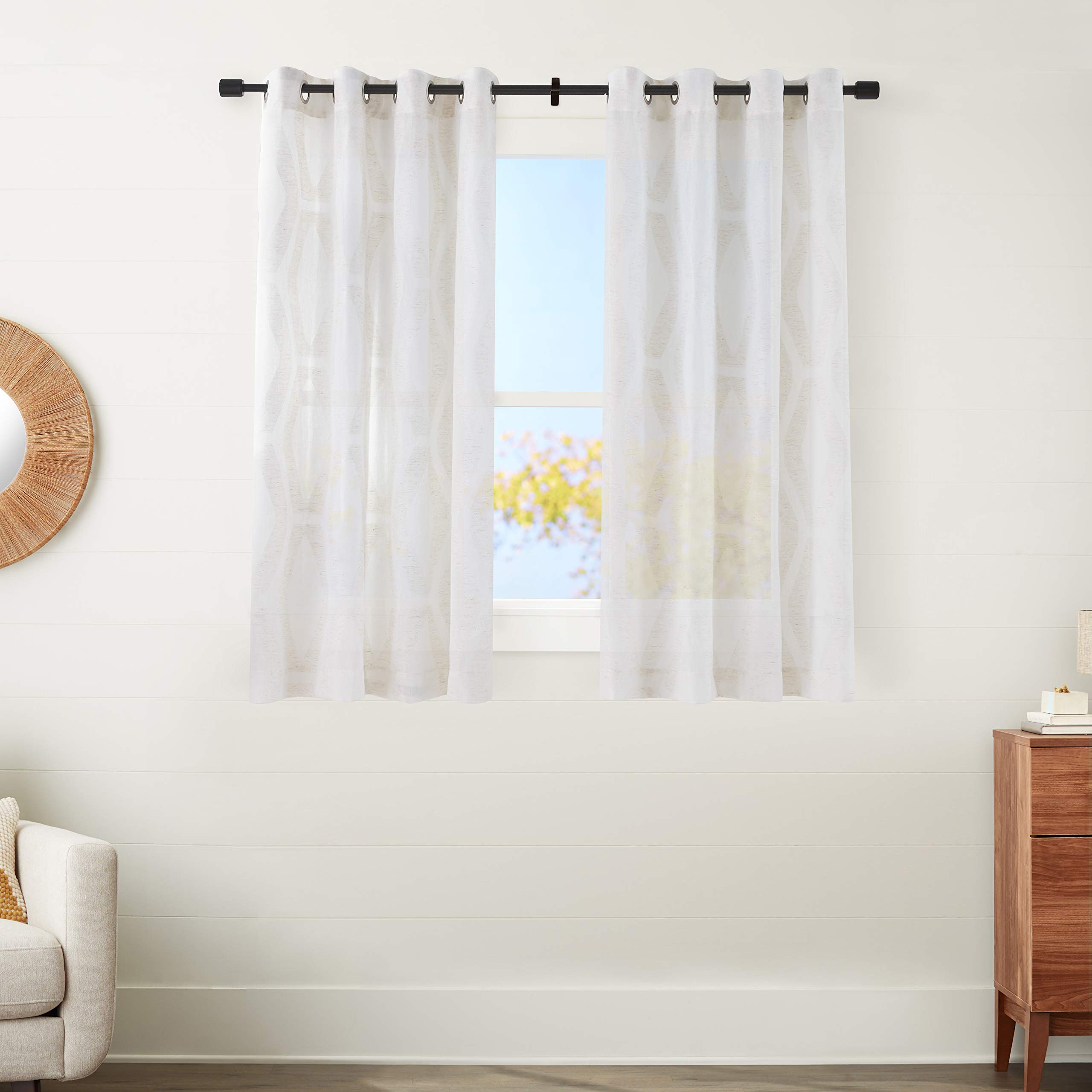 Amazon Basics Sheer Tende Velate Coppia 50x63 Avorio Effetto Lino