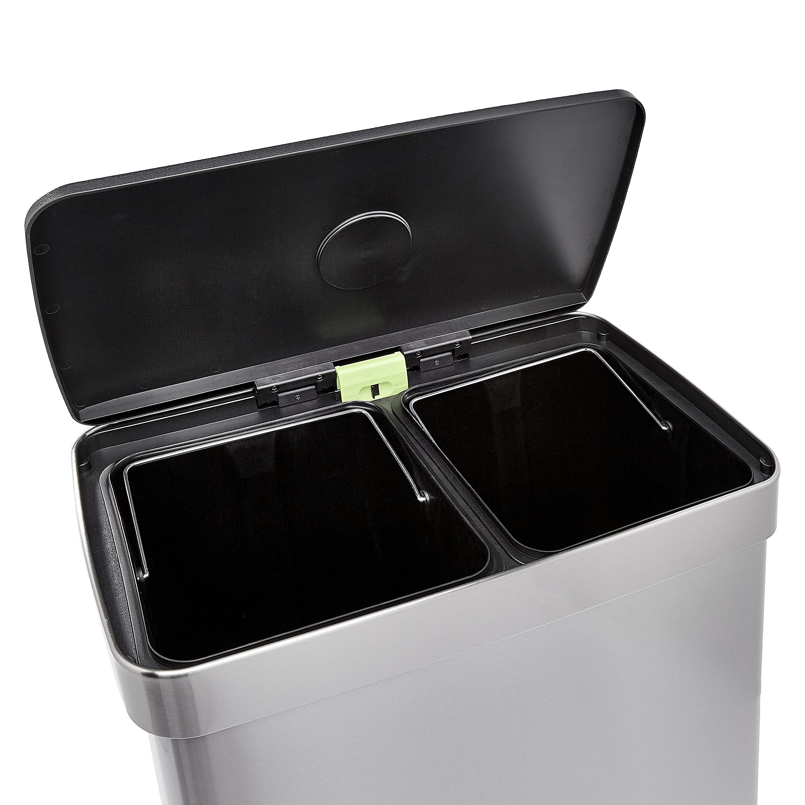 AmazonBasics Pattumiera 30+30L Doppia 60L Acciaio Inox